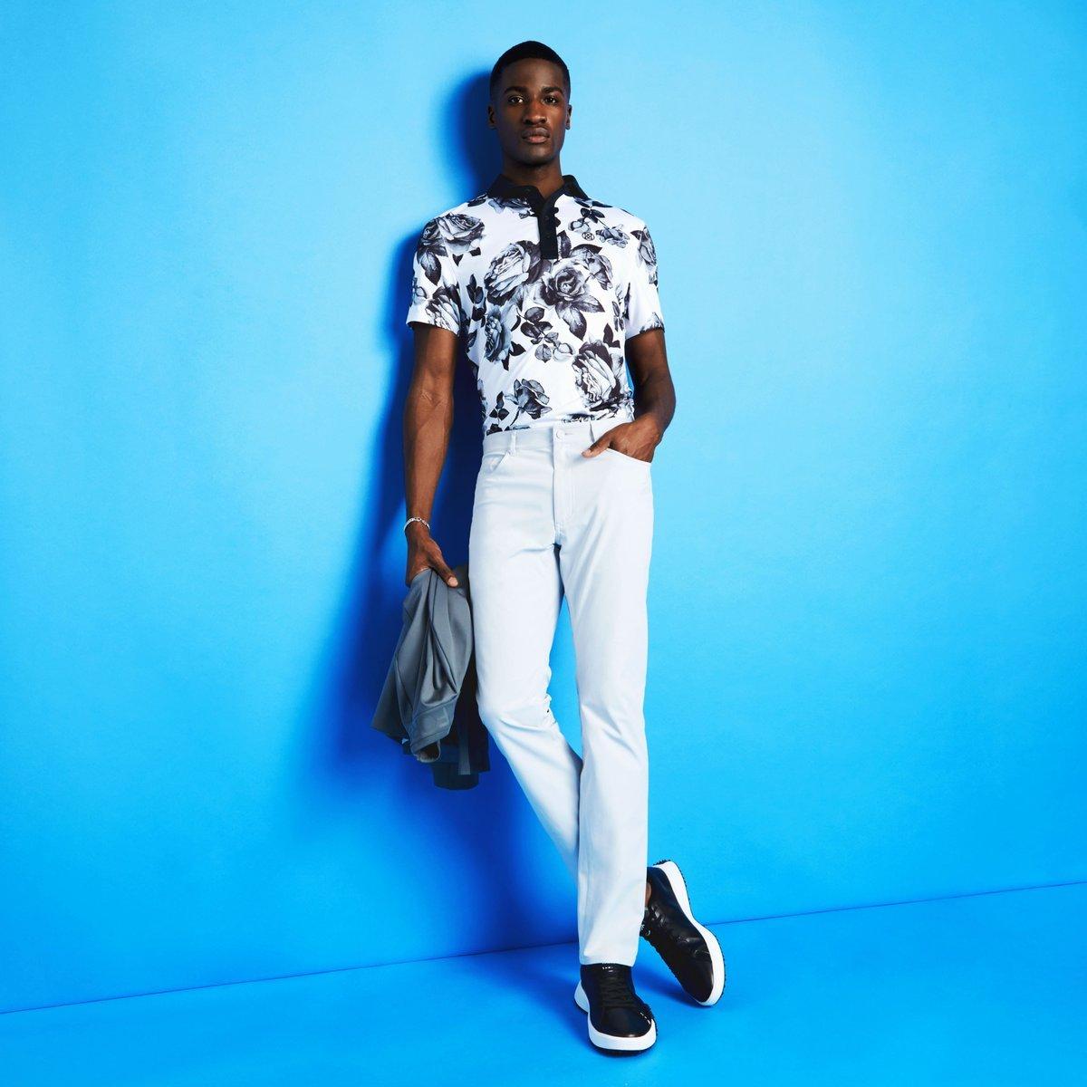 Star Dust Tech Jersey Modern Spread Collar Banded Men's Short Sleeve Golf Polo Shirt