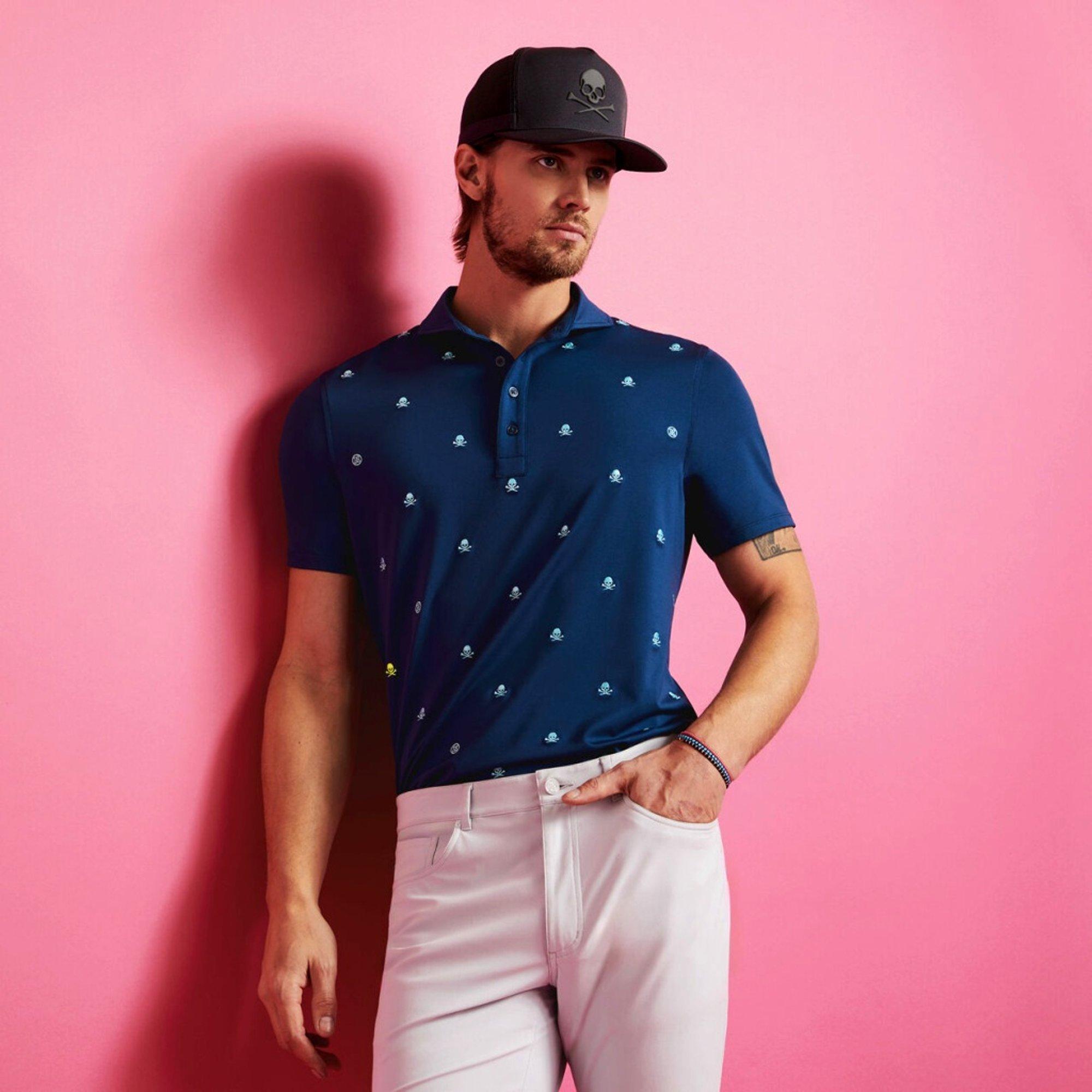 Embroidered Skull & Tee Tech Jersey Golf Polo