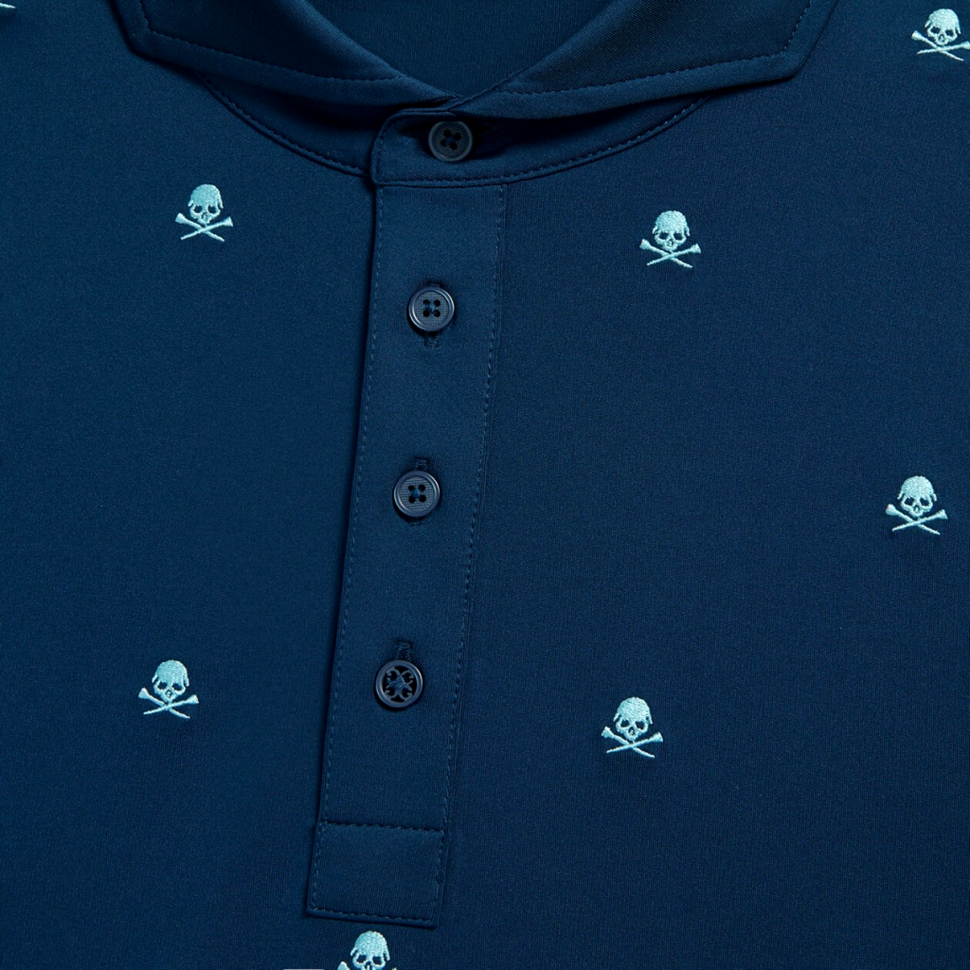 Embroidered Skull & Tee Tech Jersey Golf Polo