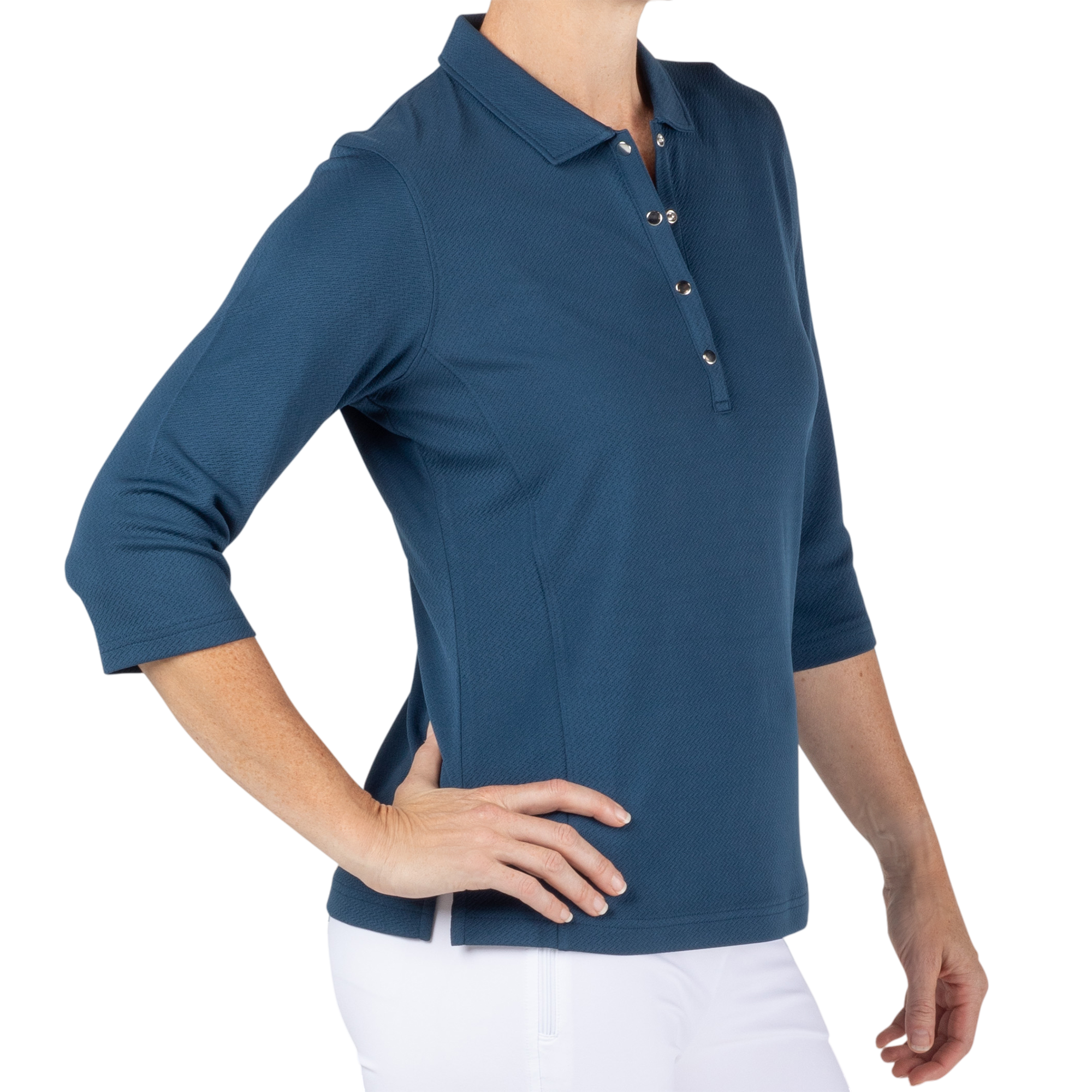Women&rsquo;s Textured 3/4 Sleeve Polo