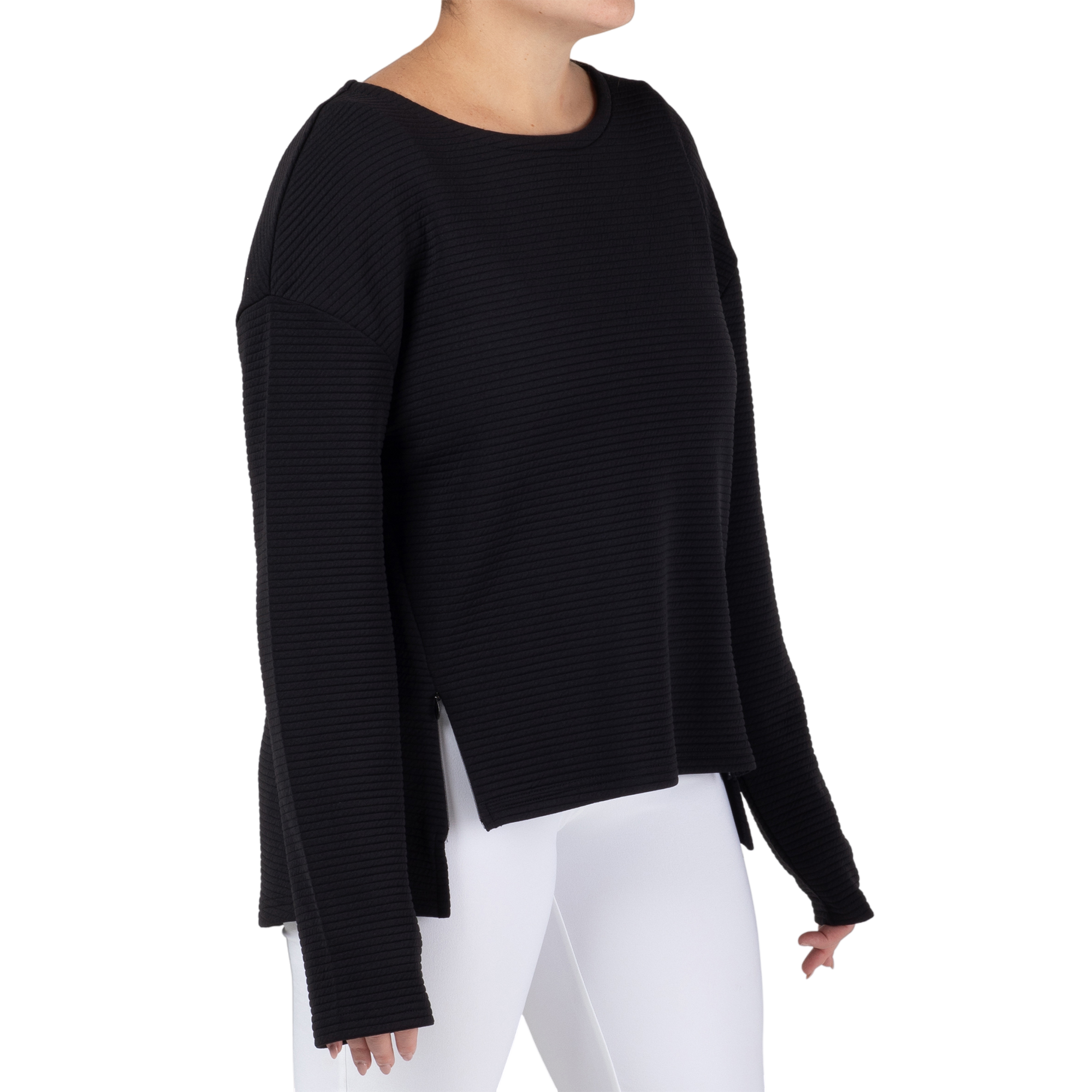 Quilted Boat Neck Women's Long Sleeve Golf Shirt