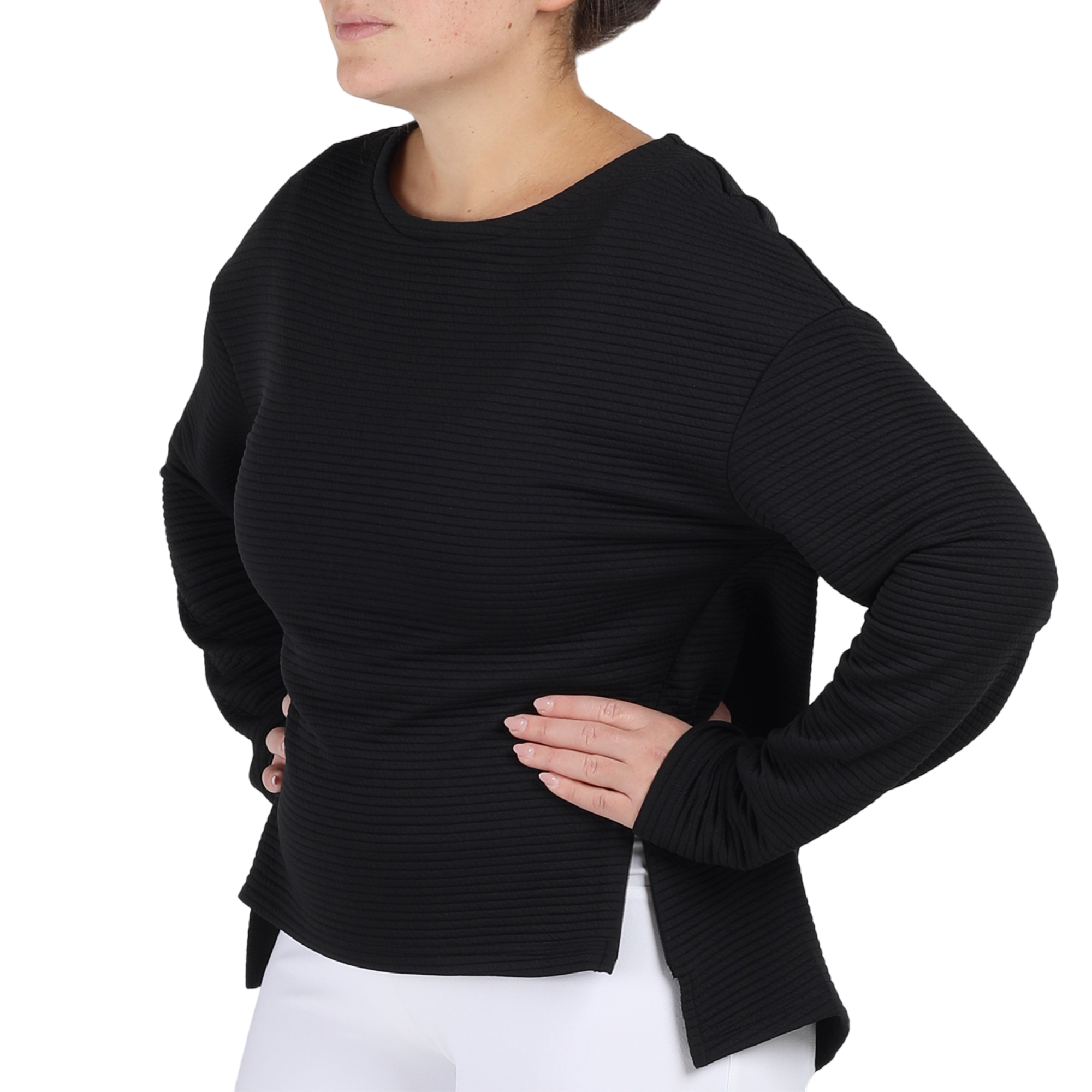 Quilted Boat Neck Women's Long Sleeve Golf Shirt