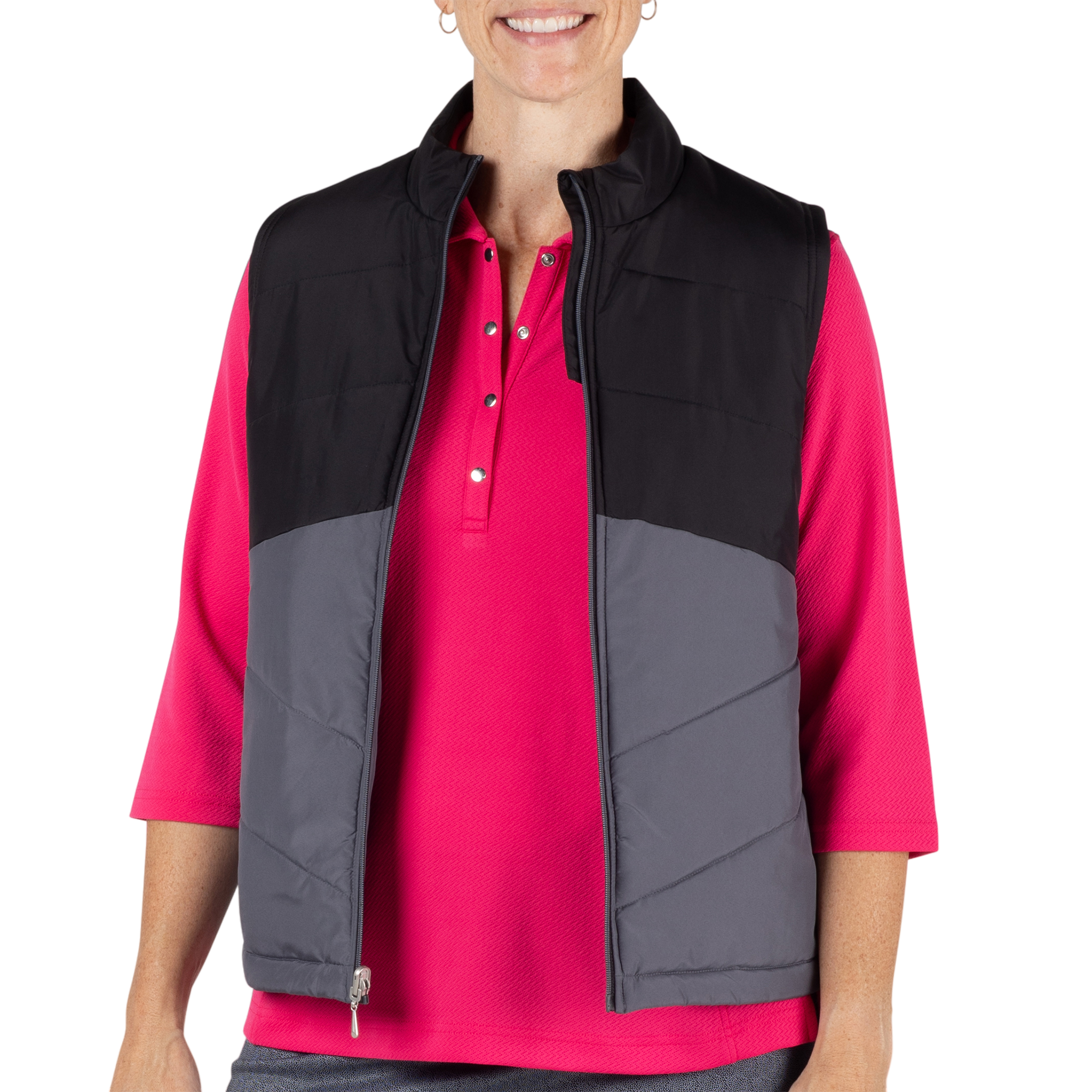 Colorblock Quilted Full Zip Vest