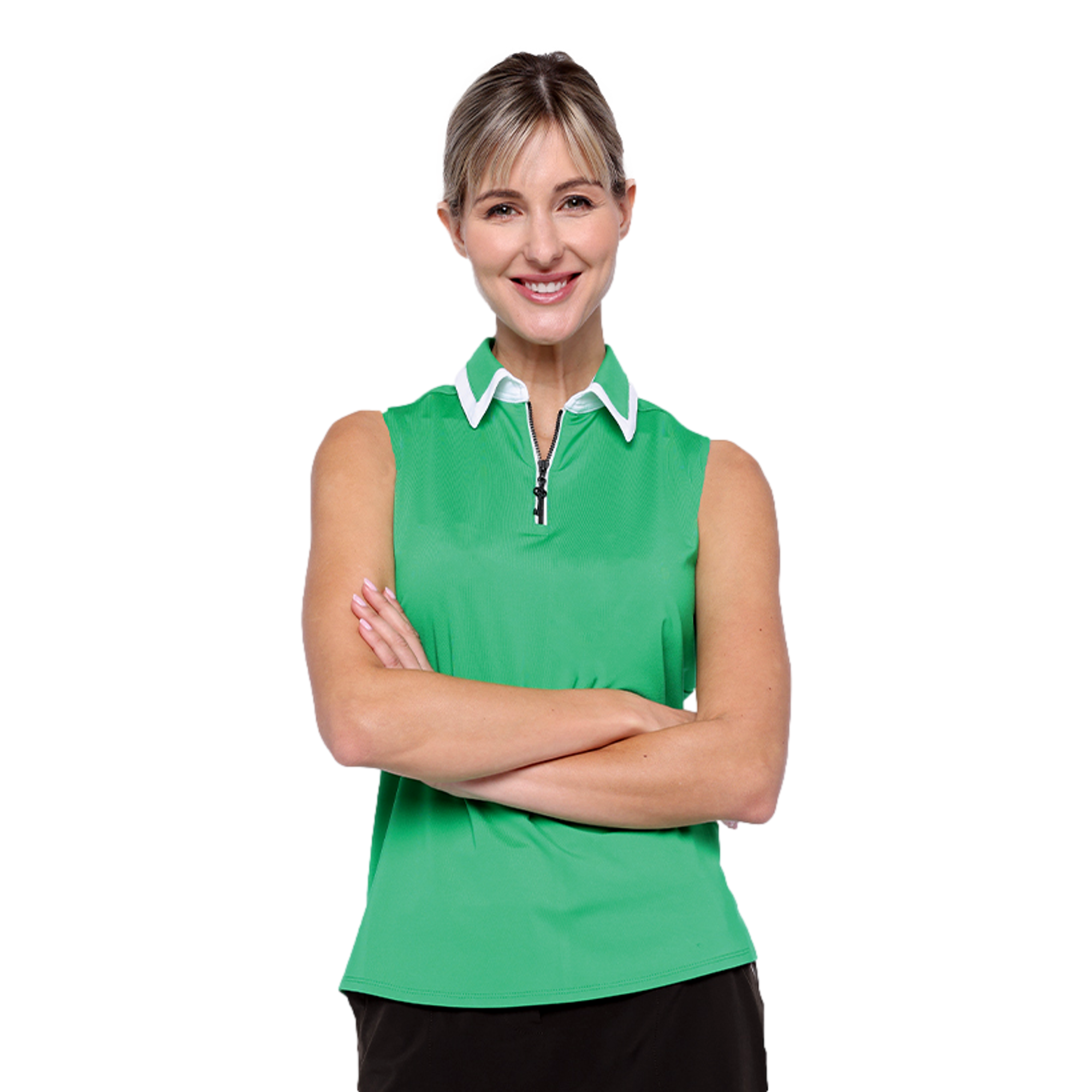 Belyn Key Birdie Tipped Collar Sleeveless Polo Shirt | PGA TOUR