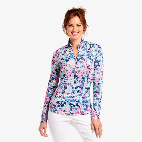 Serenity Floral Print Quarter Zip Pull Over