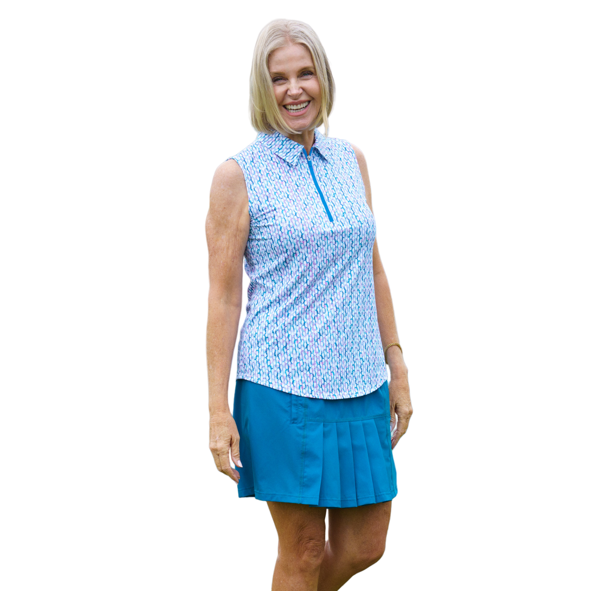 Chain Link Sleeveless Polo Shirt