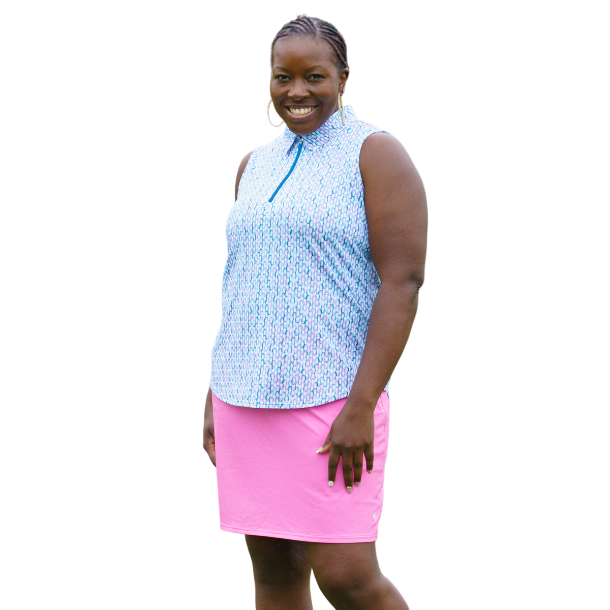 Chain Link Sleeveless Polo Shirt