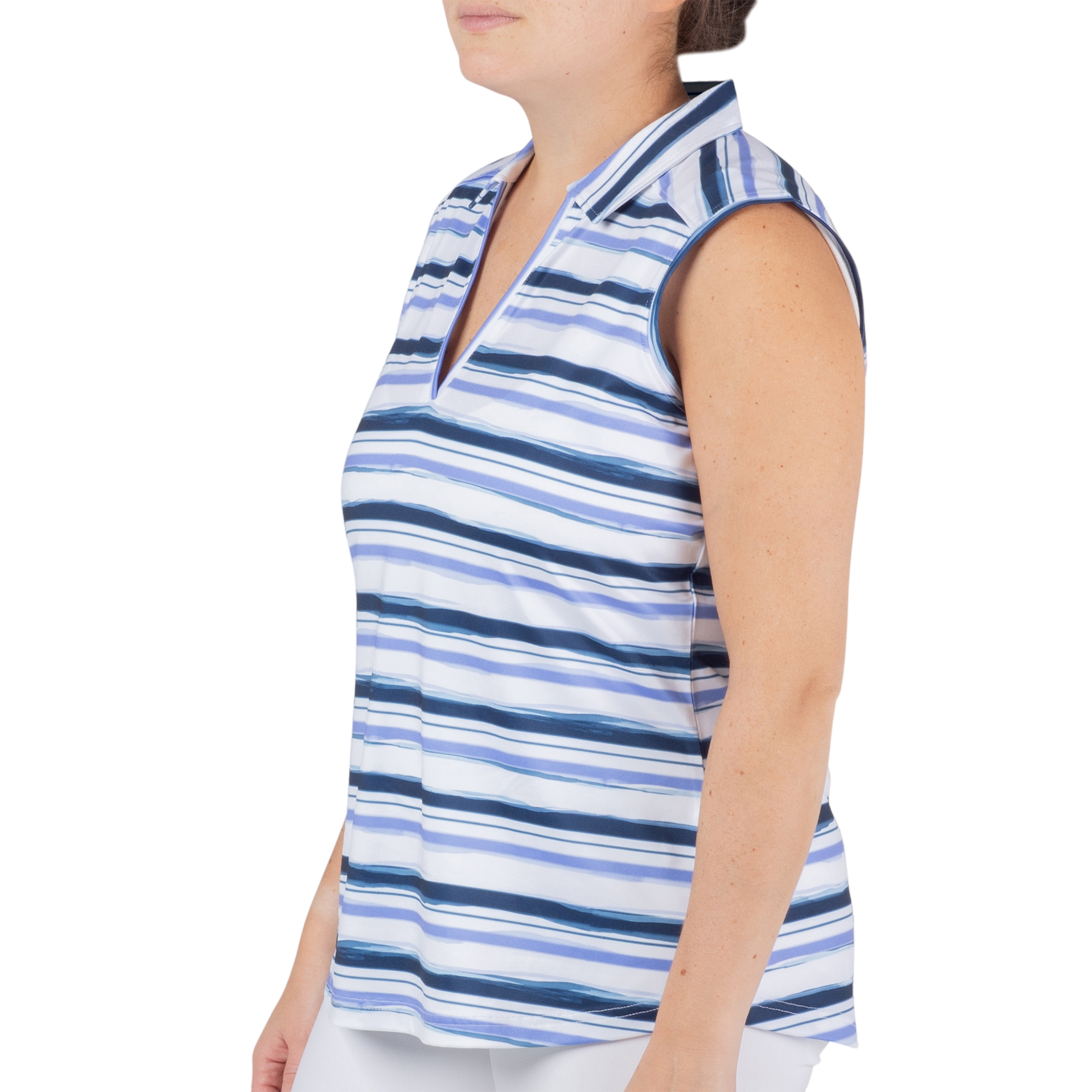 Striped Sleeveless Polo Shirt