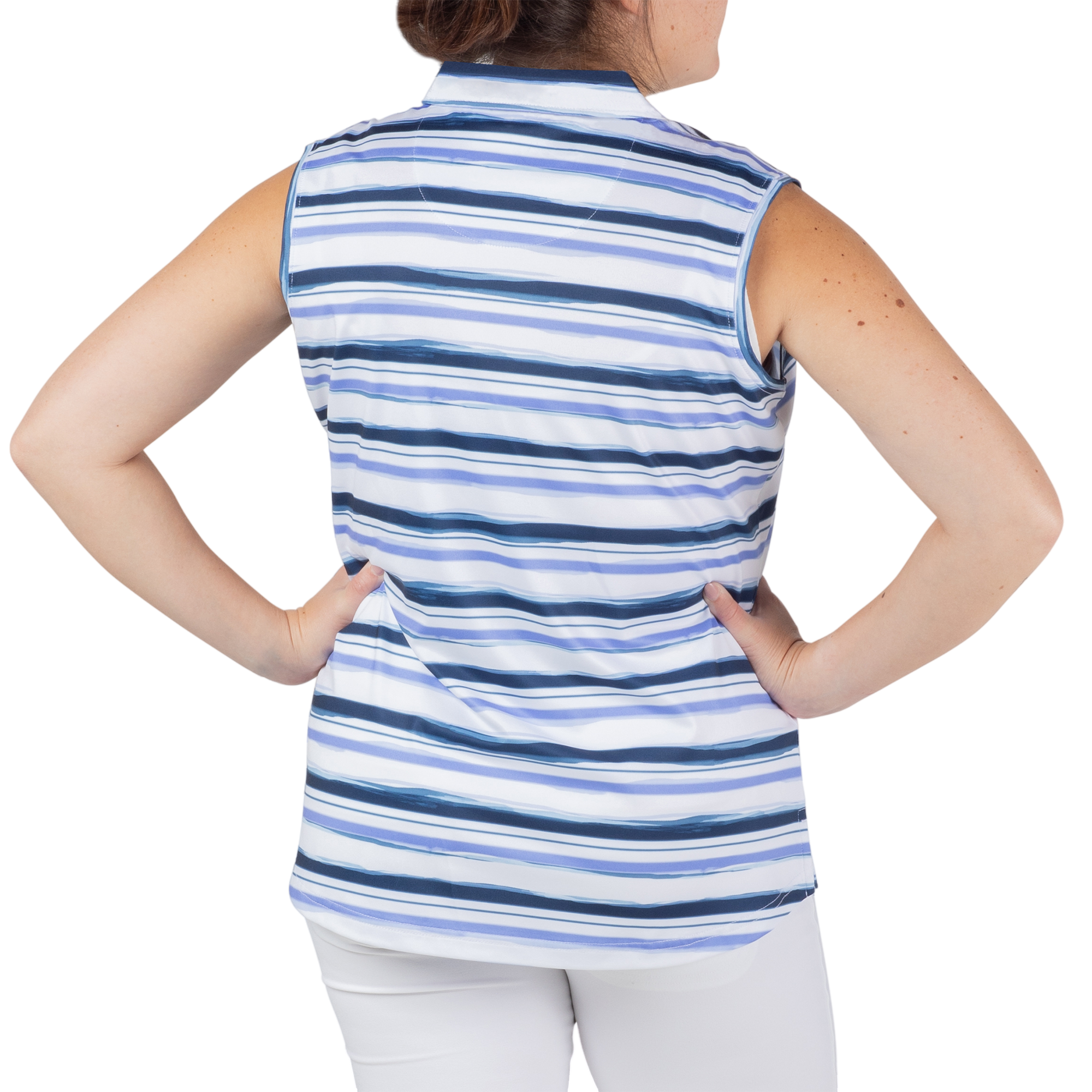 Striped Sleeveless Polo Shirt