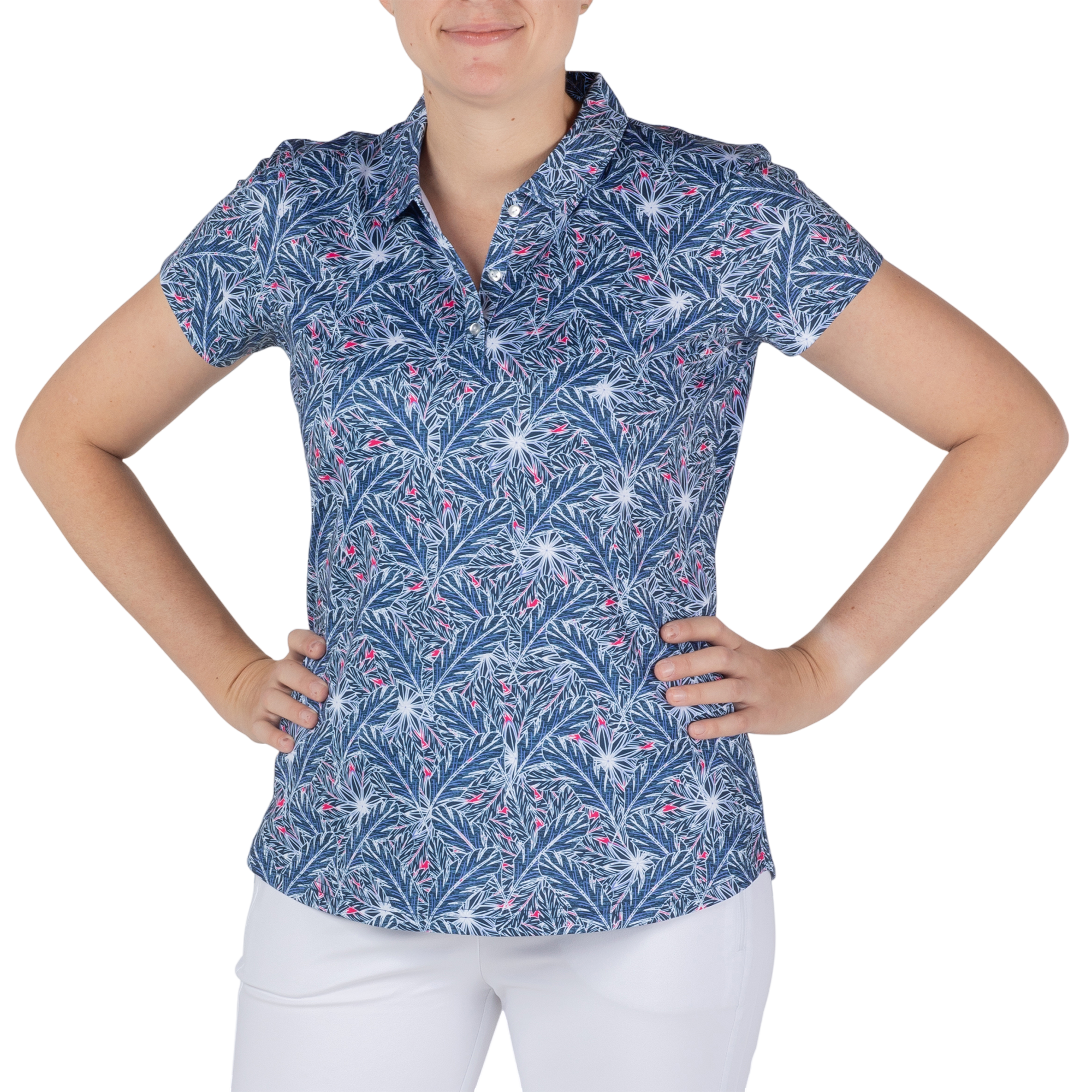 Leaf Print Short Sleeve Polo Shirt