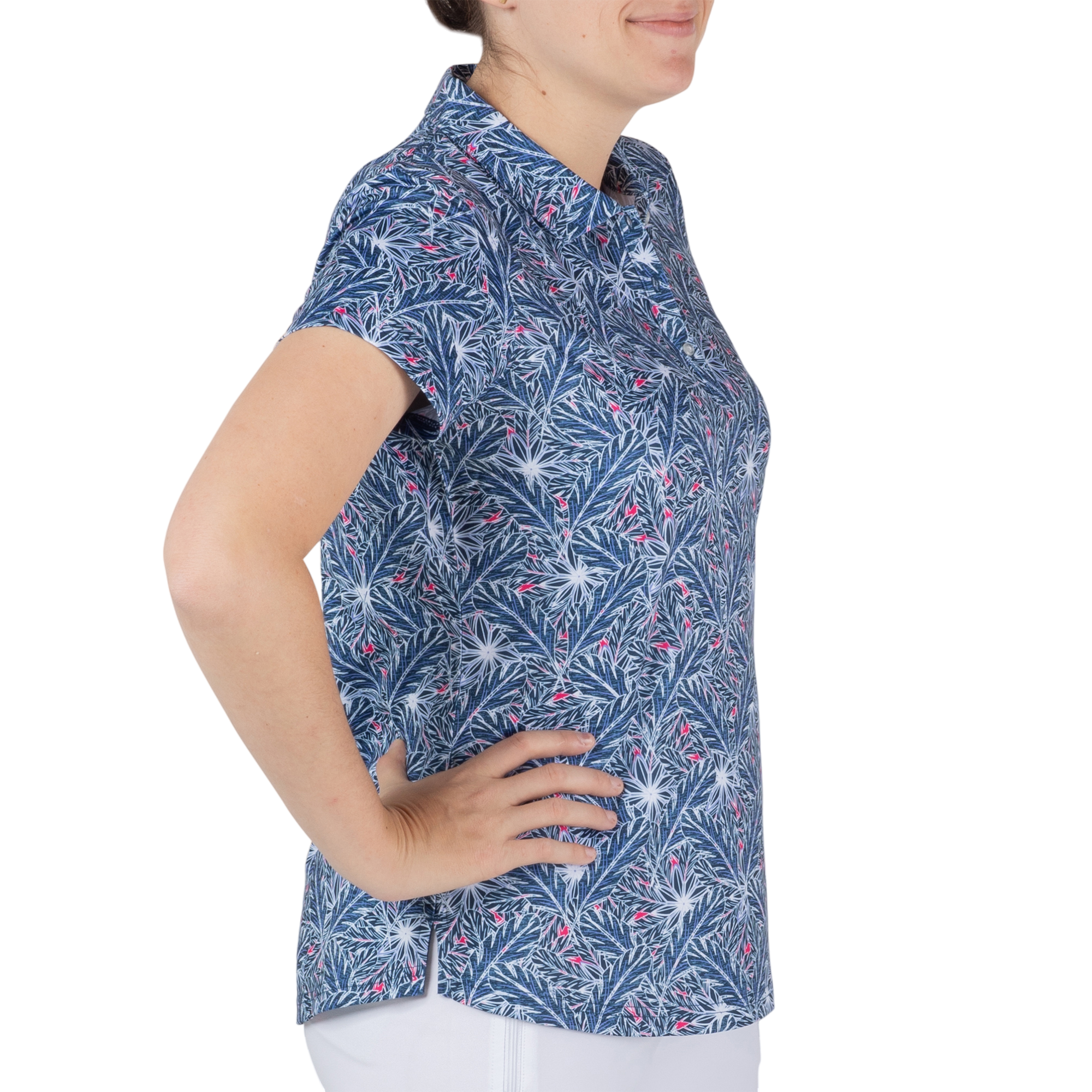 Leaf Print Short Sleeve Polo Shirt