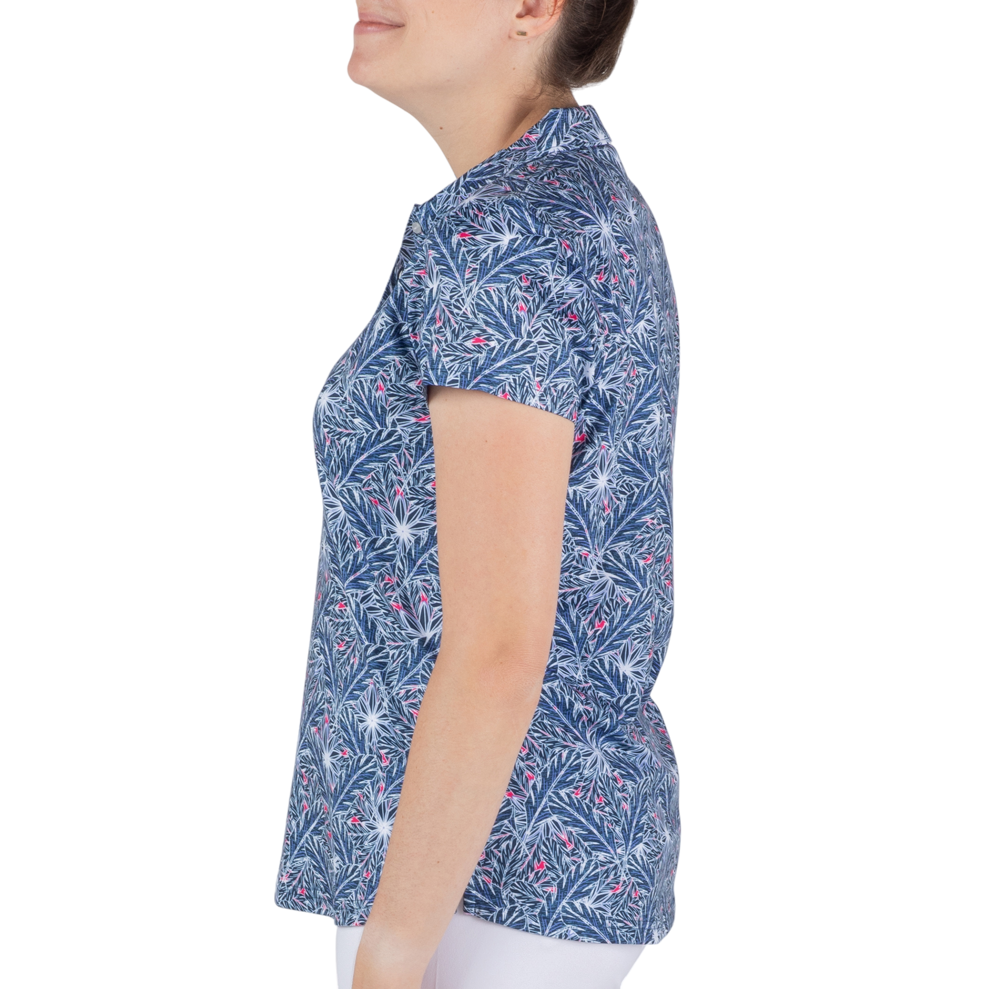 Leaf Print Short Sleeve Polo Shirt