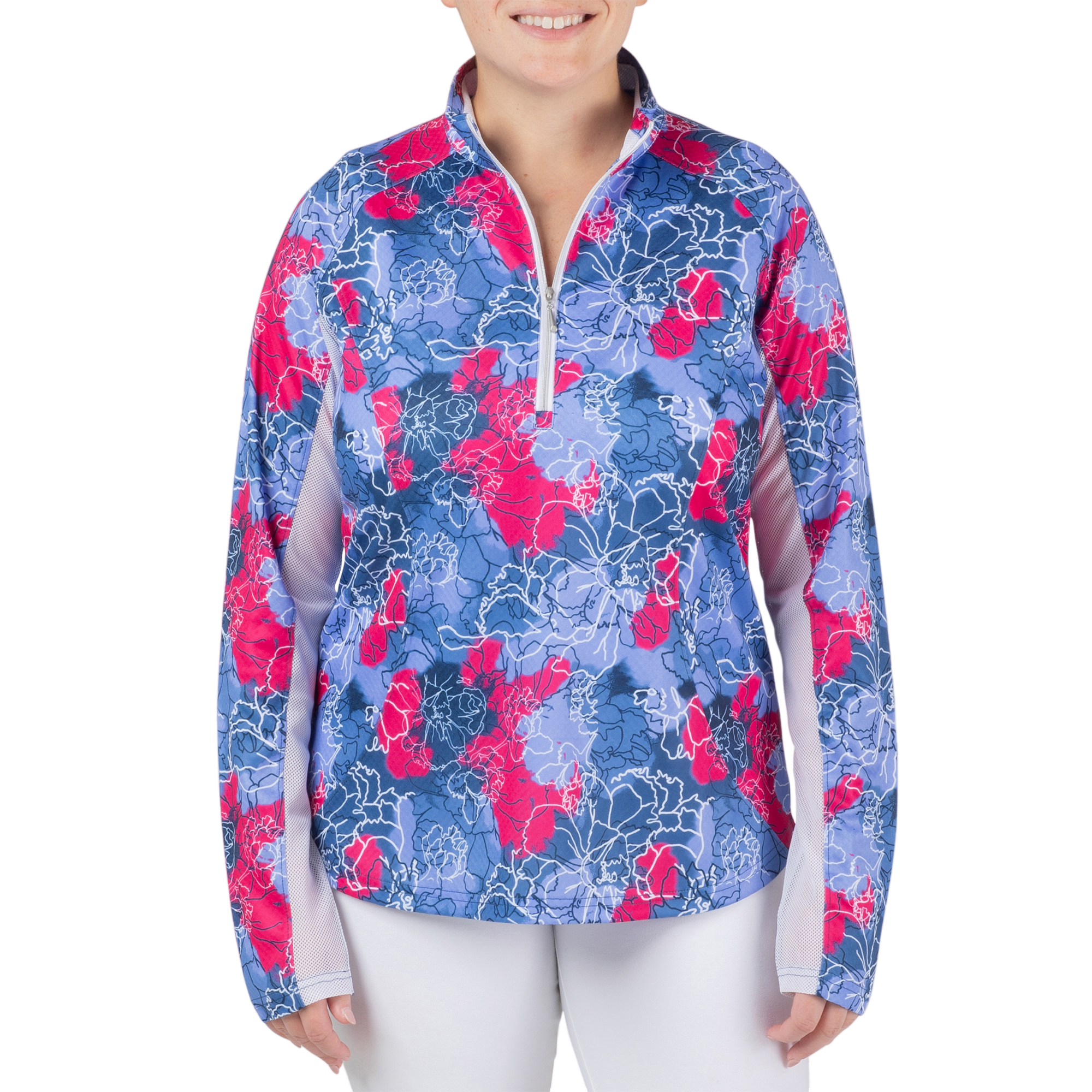 Floral Quarter Zip Pull Over