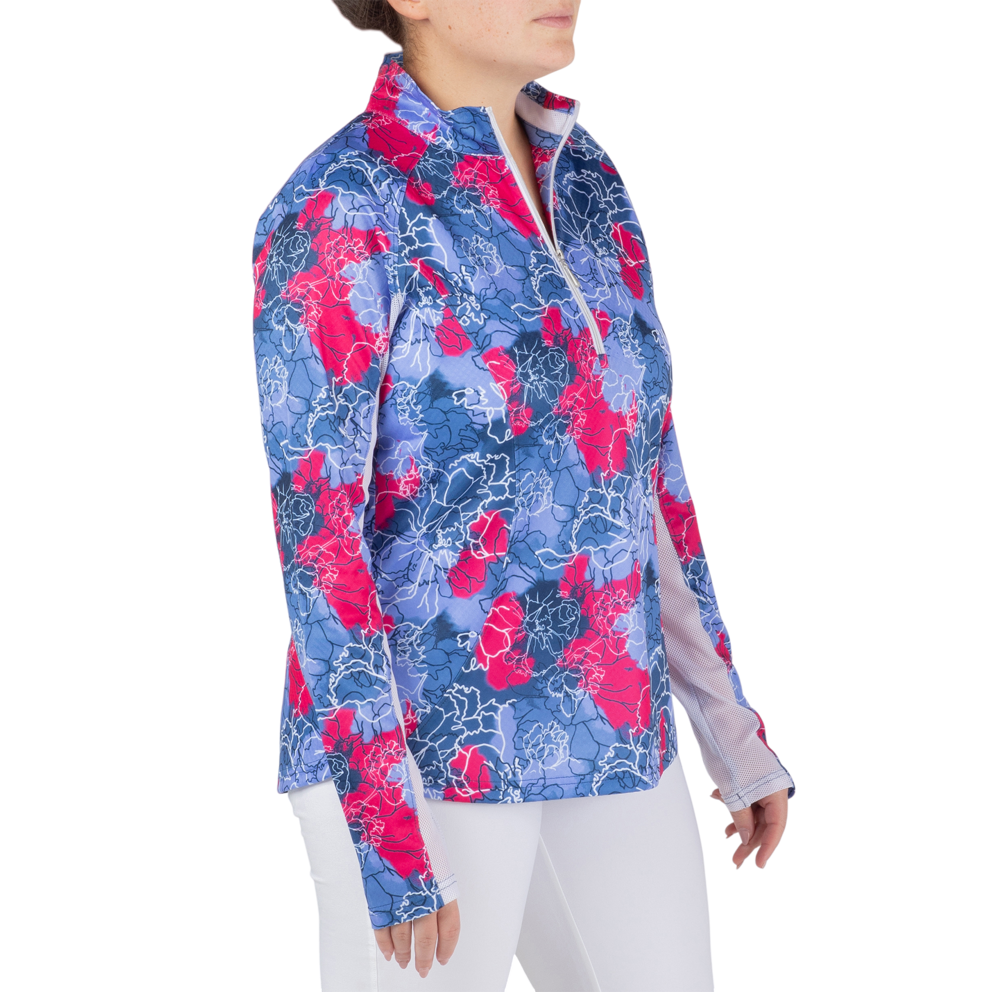 Floral Quarter Zip Pull Over