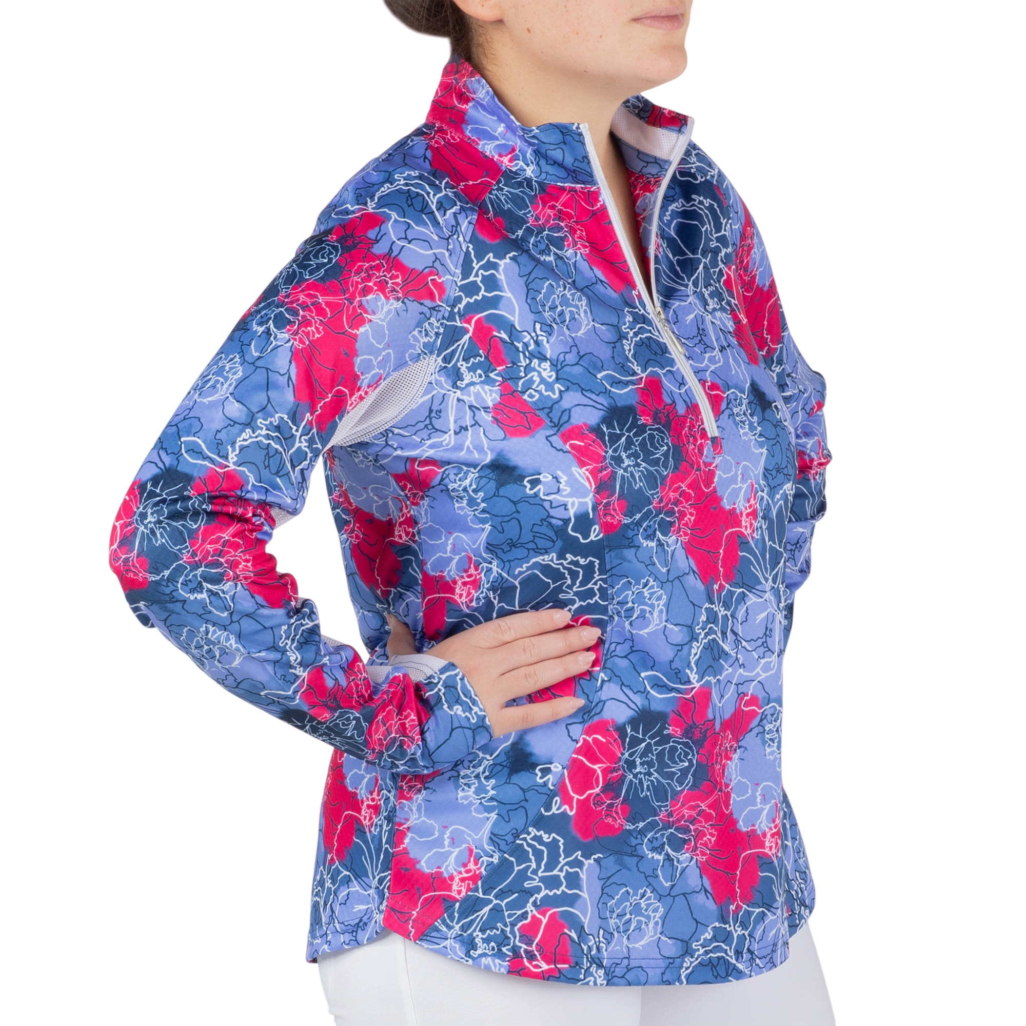 Floral Quarter Zip Pull Over
