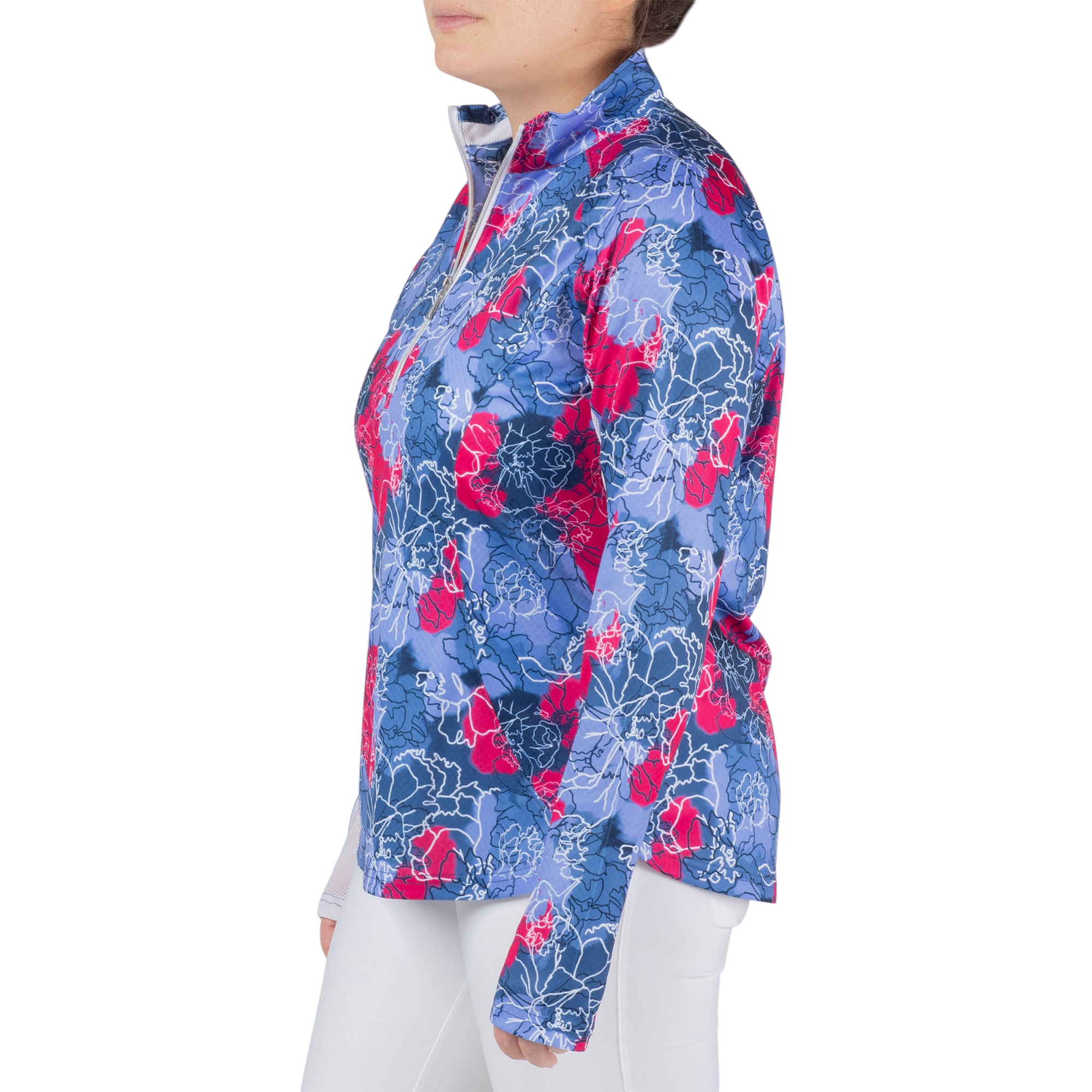 Floral Quarter Zip Pull Over