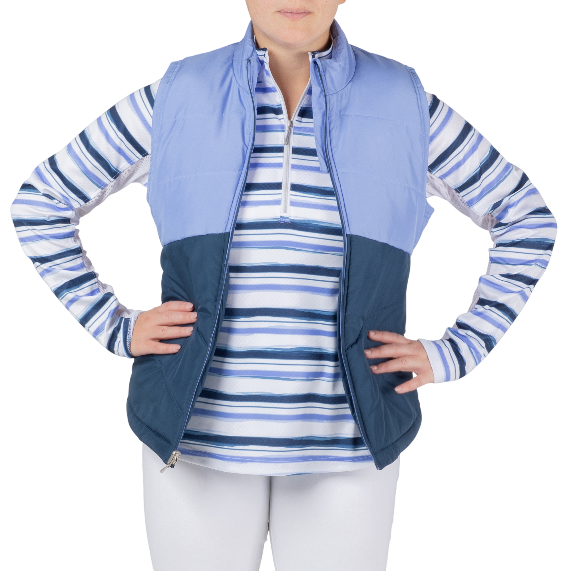 Colorblock Full Zip Quilted Vest