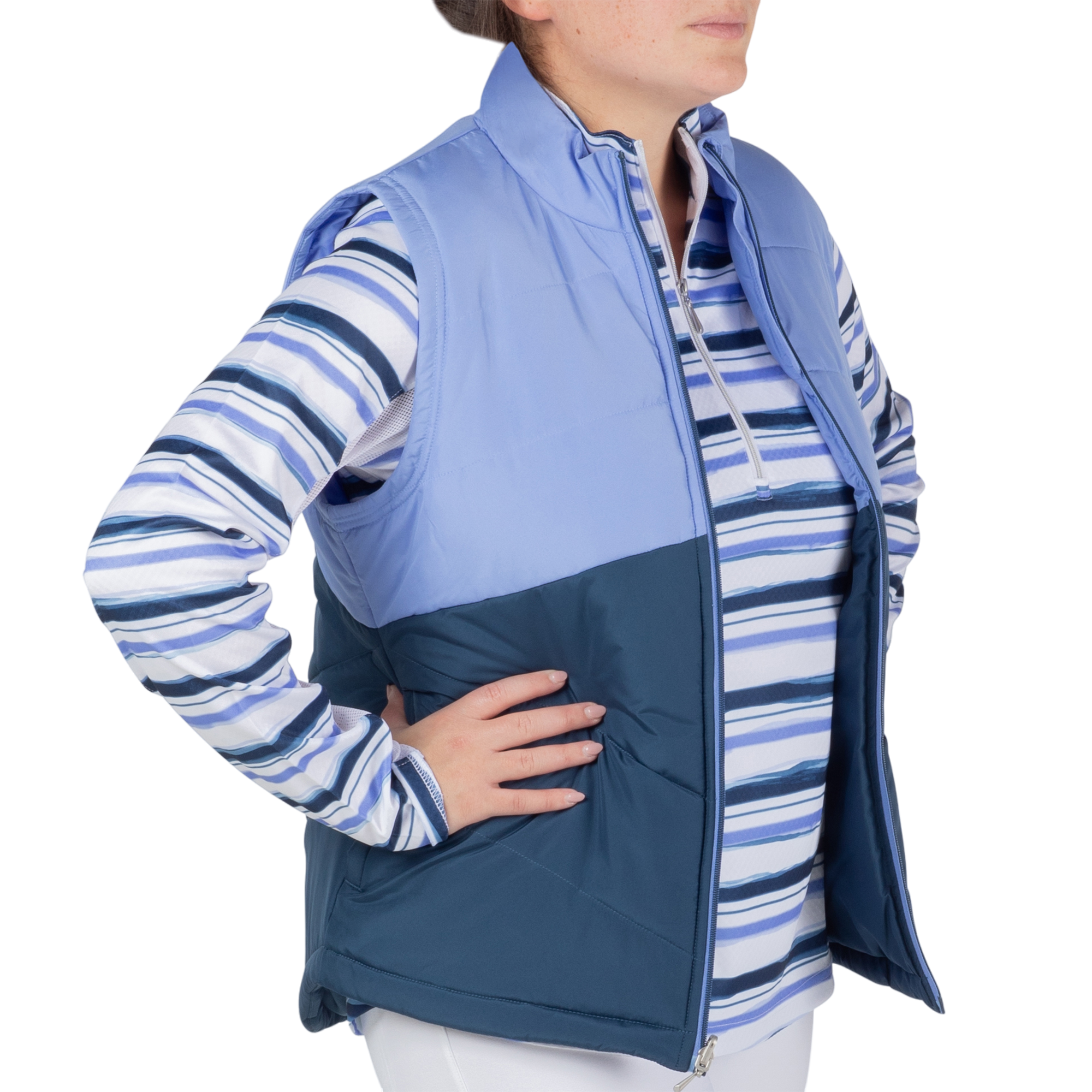 Colorblock Full Zip Quilted Women's Golf Vest