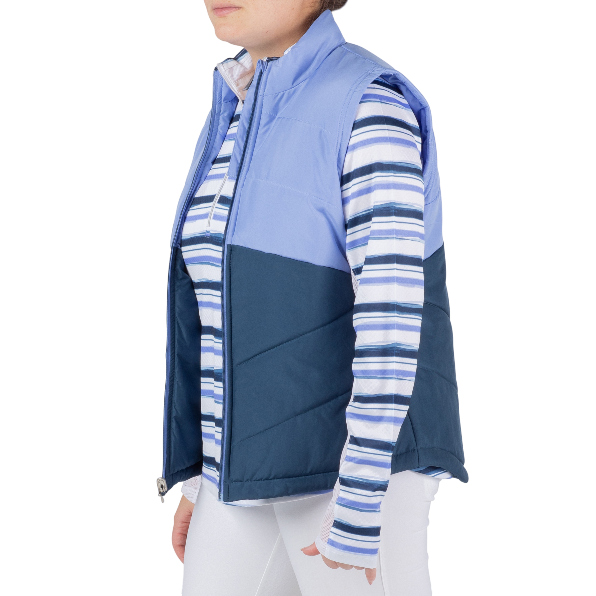 Colorblock Full Zip Quilted Women's Golf Vest
