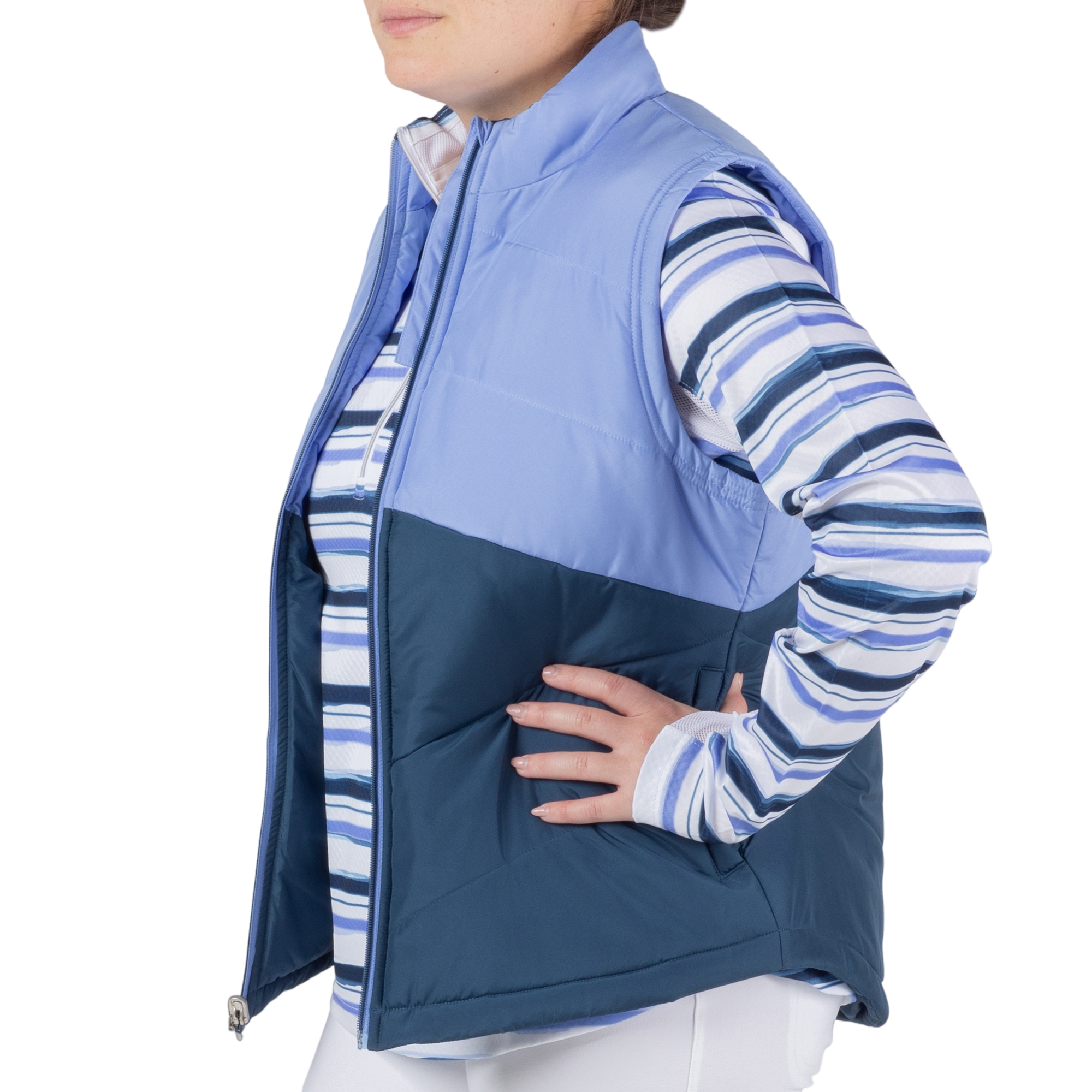 Colorblock Full Zip Quilted Women's Golf Vest