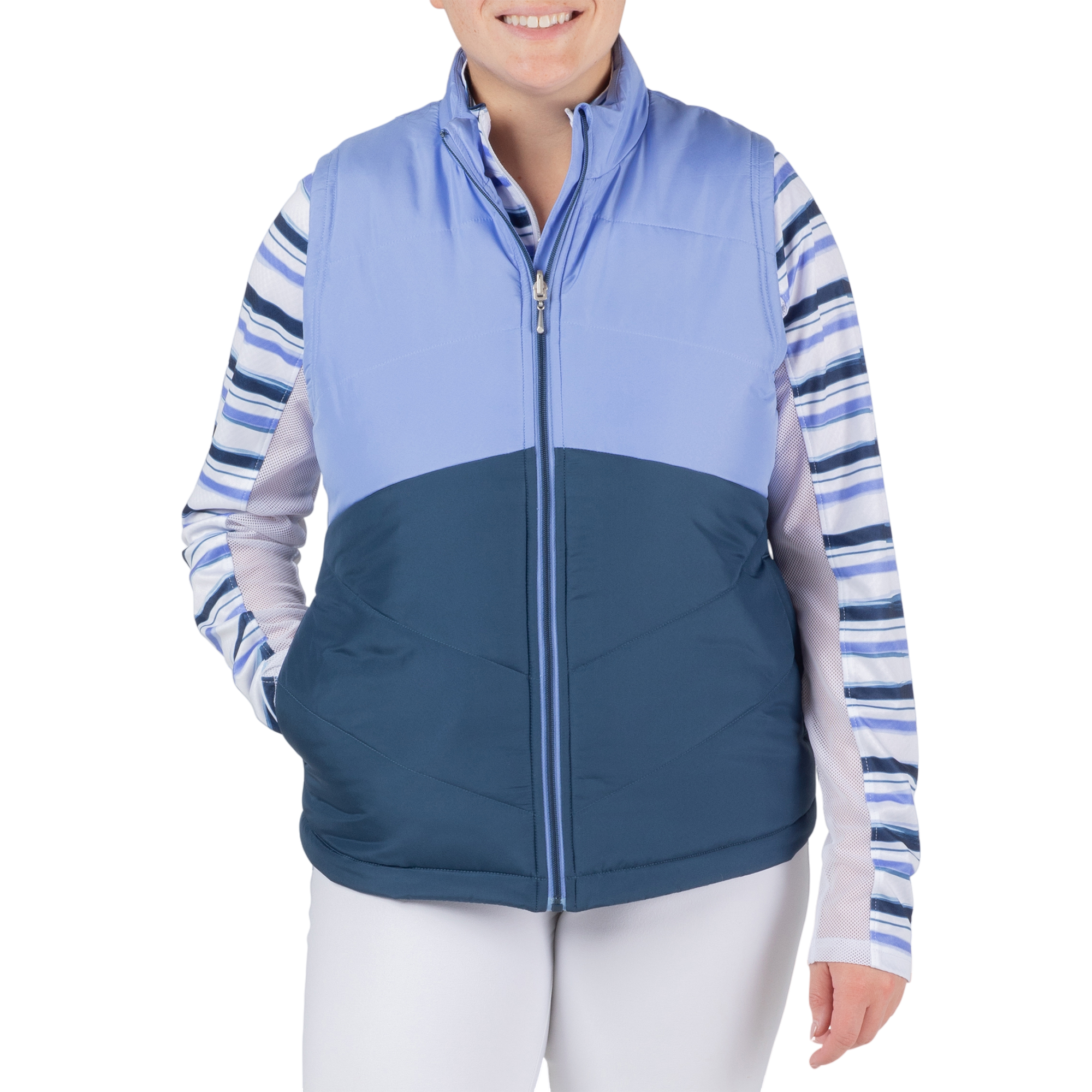 Colorblock Full Zip Quilted Women's Golf Vest