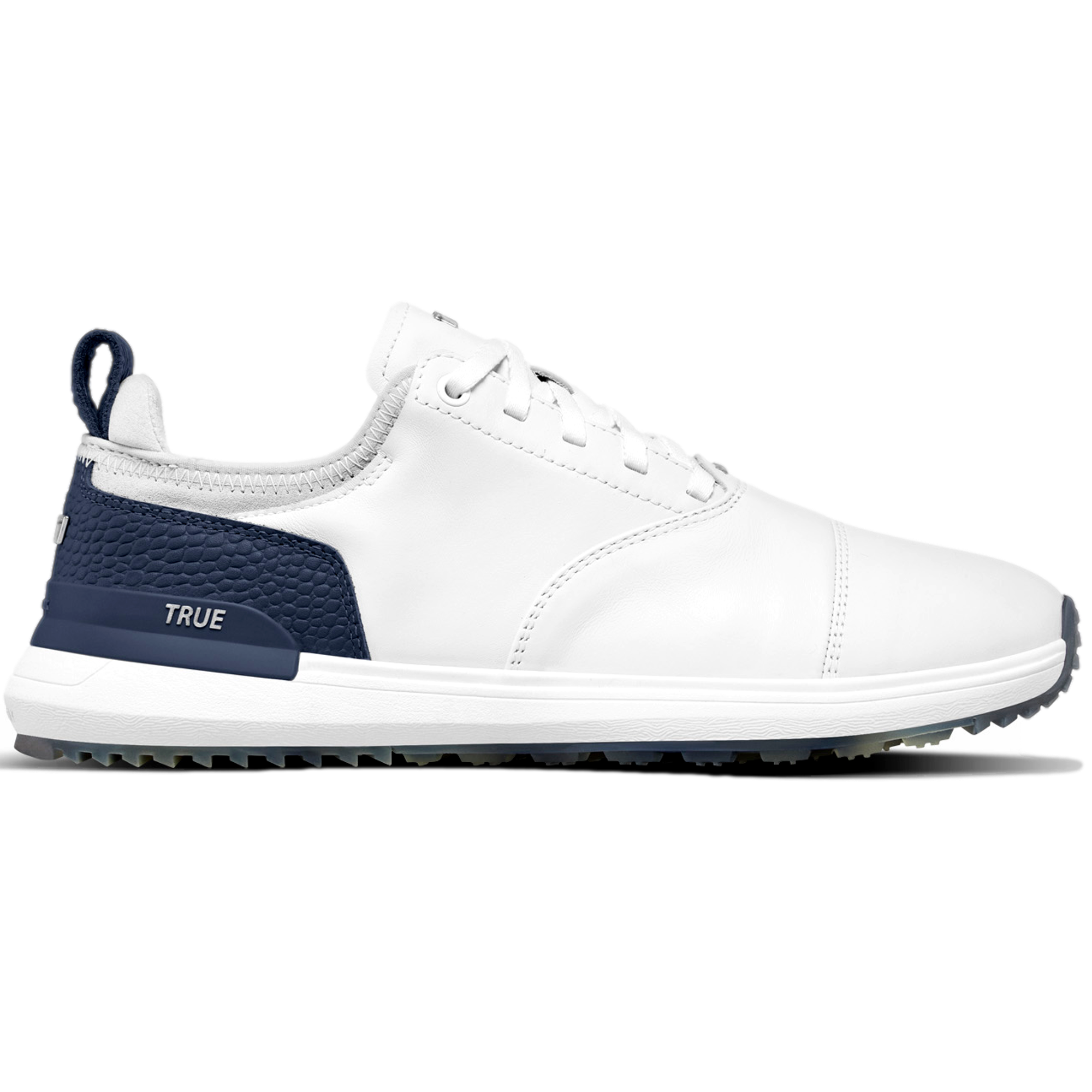 Lux Tour Men's Golf Shoe, White/Navy, 12 M - TRUE Linkswear Spikeless
