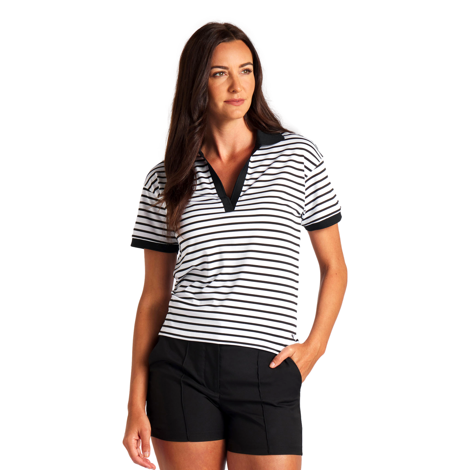 Everyday Striped Pique Short Sleeve Polo Shirt