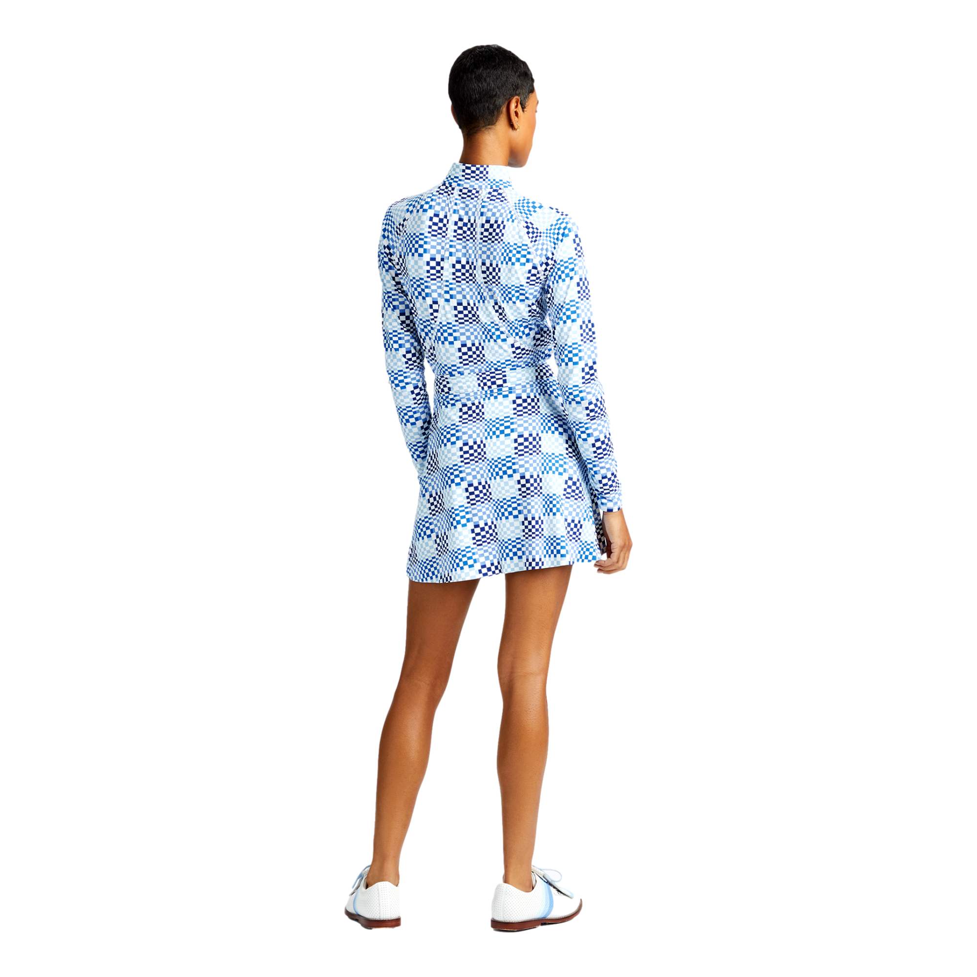 Gradient Checked Long Sleeve Quarter Zip Pull Over