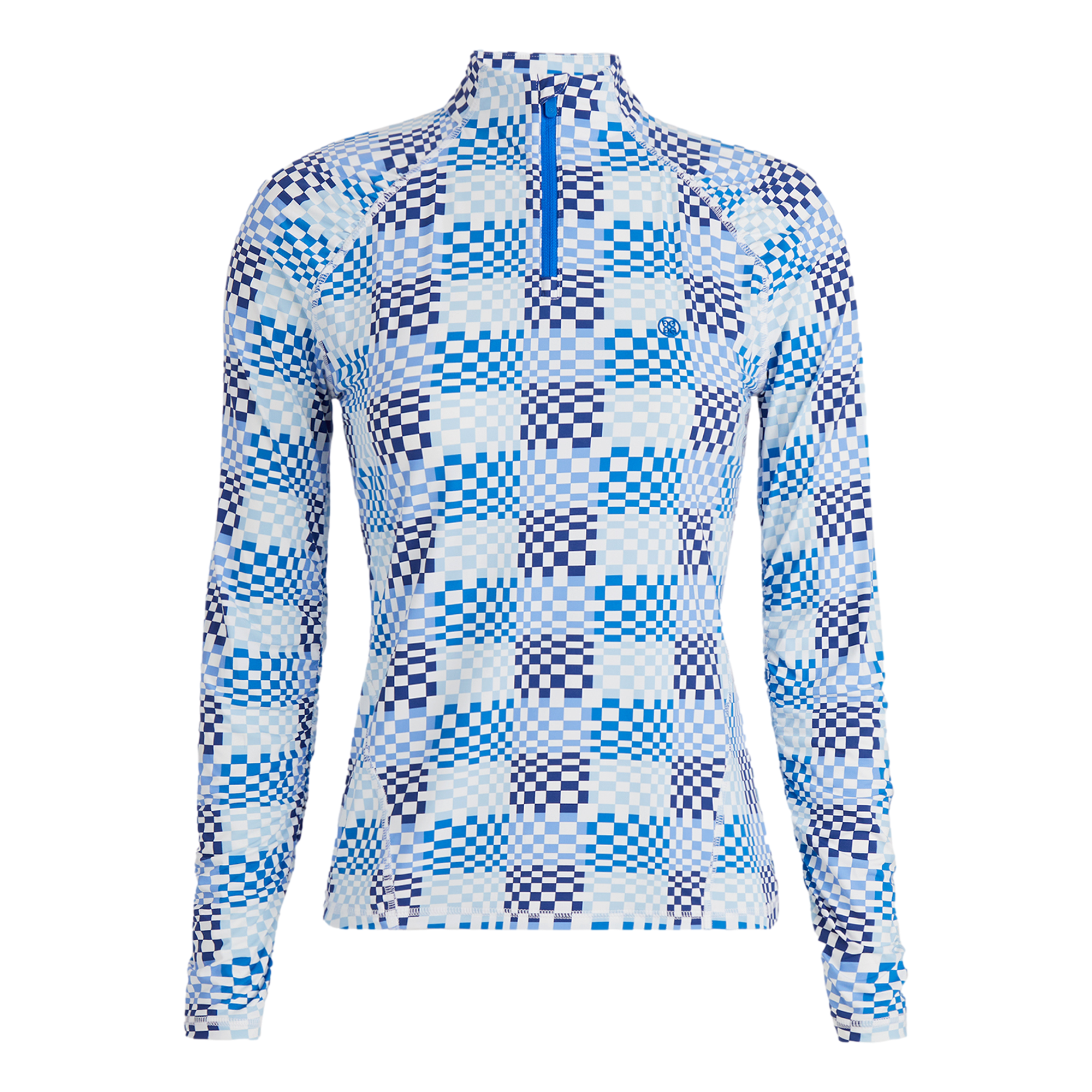 Gradient Checked Long Sleeve Quarter Zip Pull Over