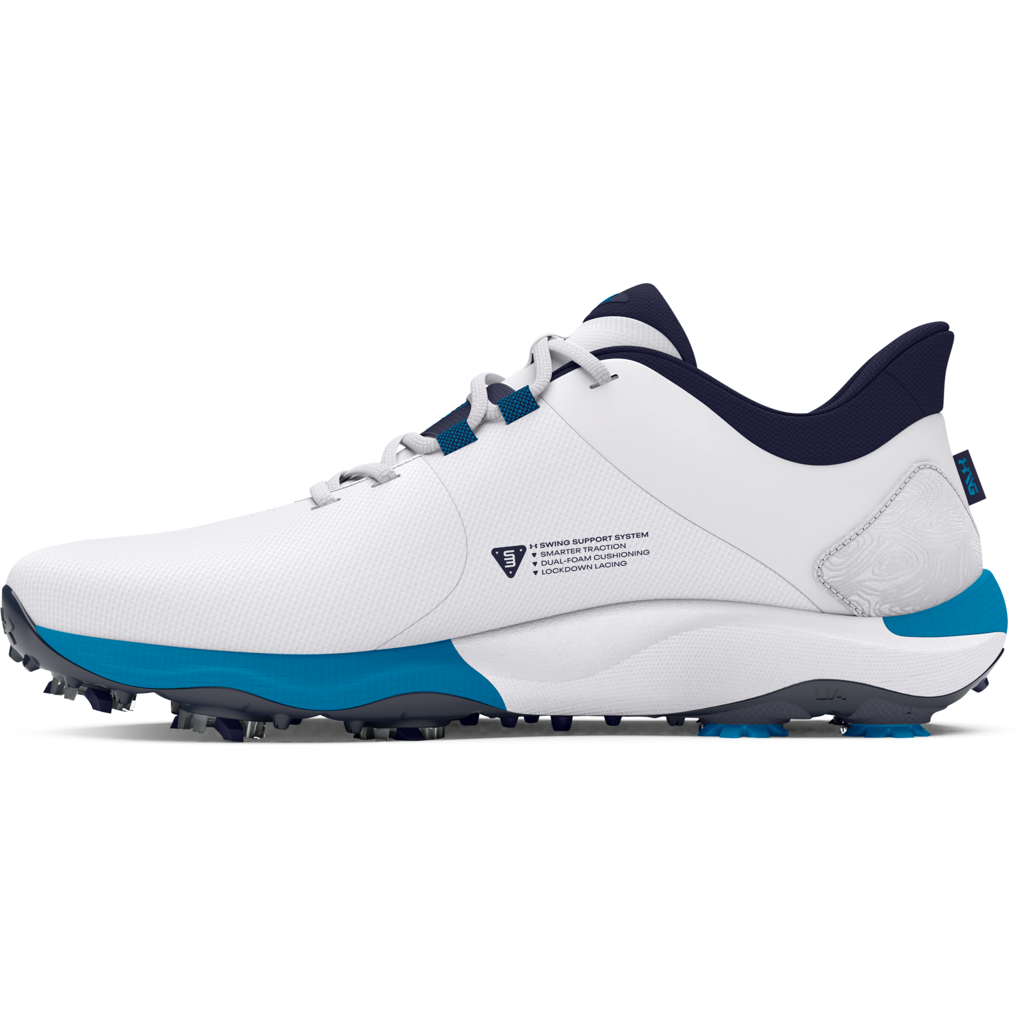 Under Armour Women's HOVR Drive Clarino Golf Shoes - White/Metallic Silver  - Riverside Golf Centers