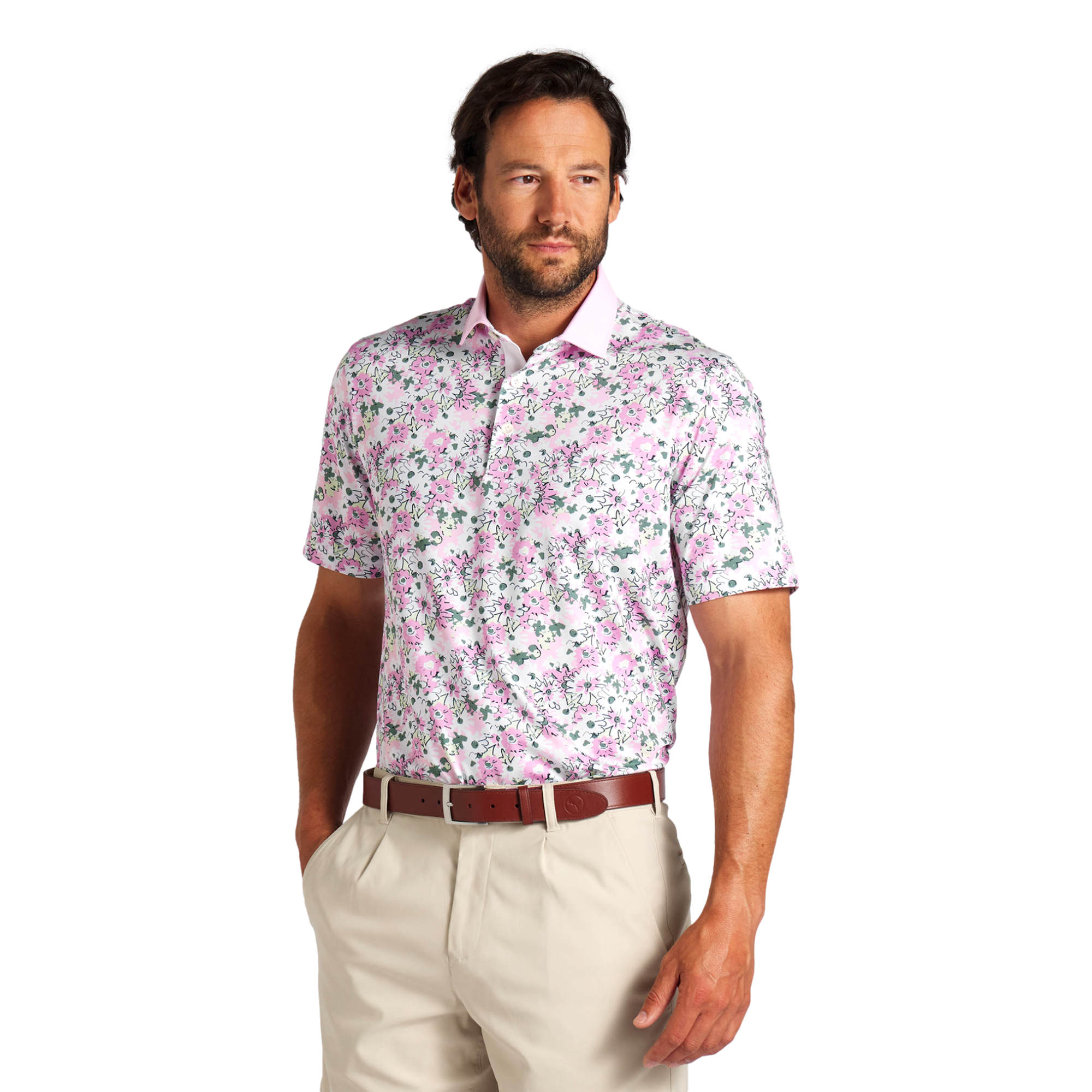 Arnold Palmer Floral Men's Short Sleeve Golf Polo Shirt