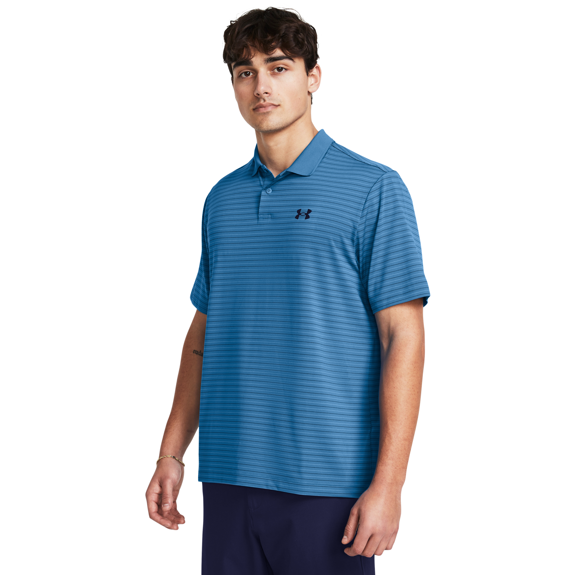 Under Armour SP24D4: UA Perf 3.0 Stripe Polo, Blue/Orange