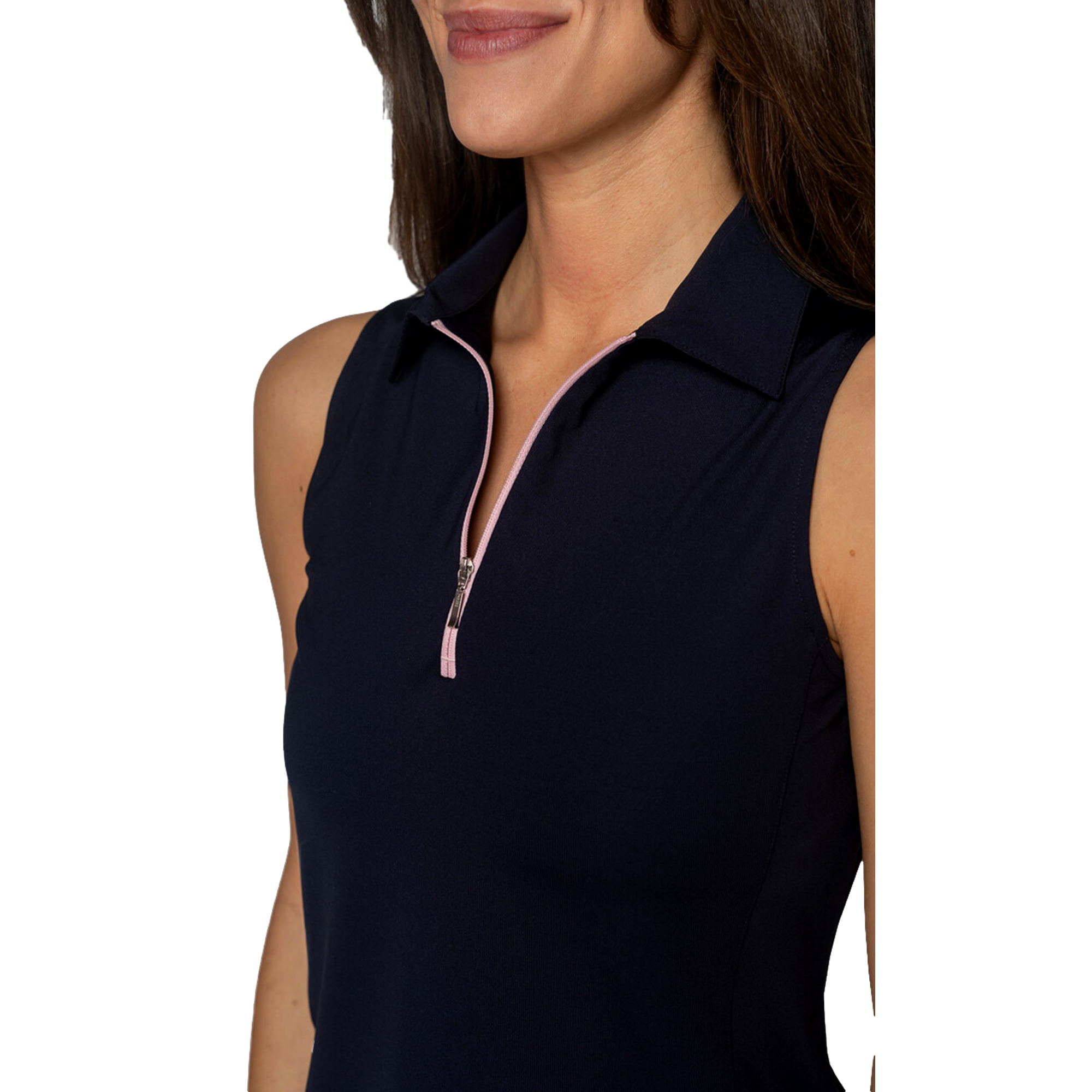 Contrast Zip Women's Sleeveless Golf Polo Shirt