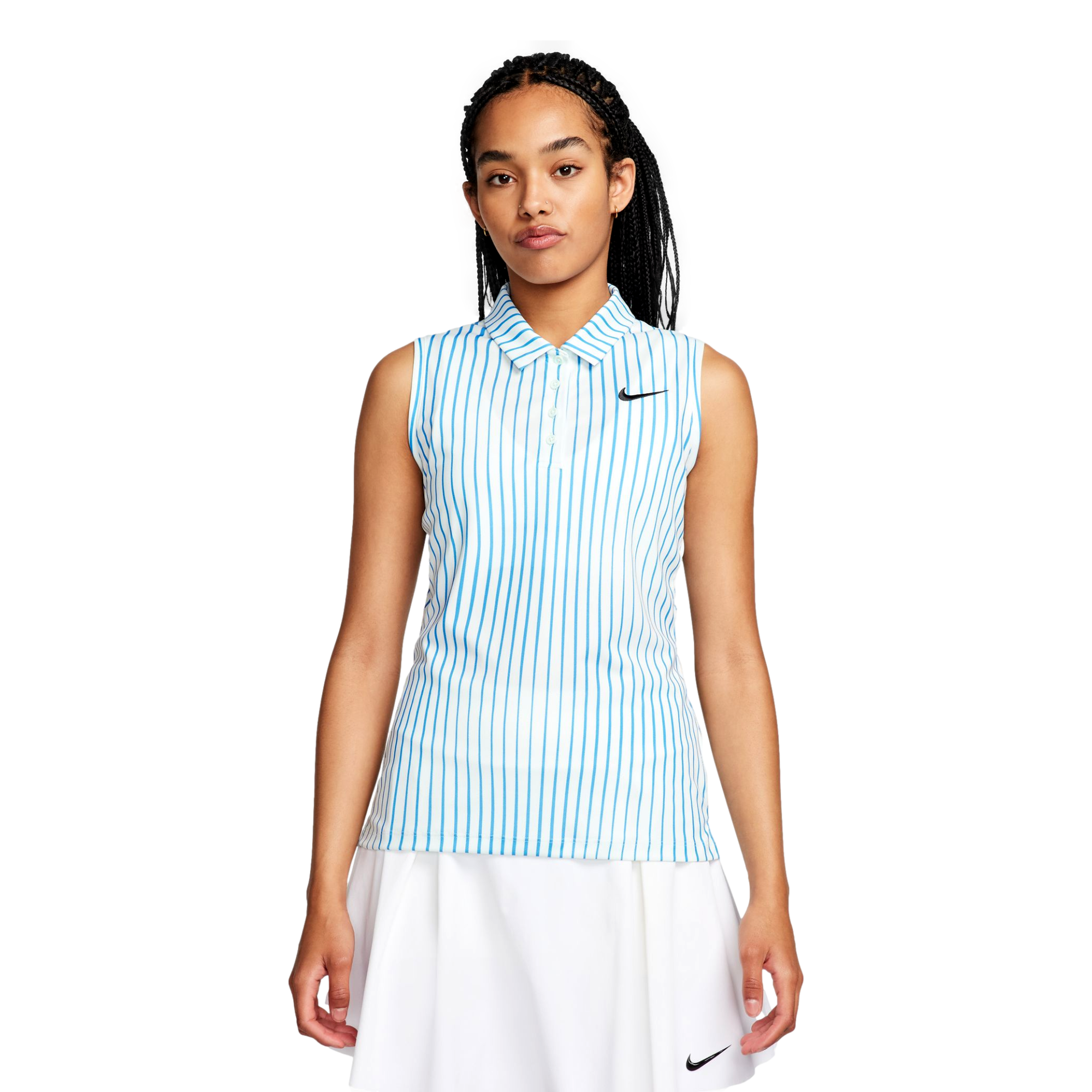 Nike Victory Dri-FIT Striped Sleeveless Polo Shirt, Blue