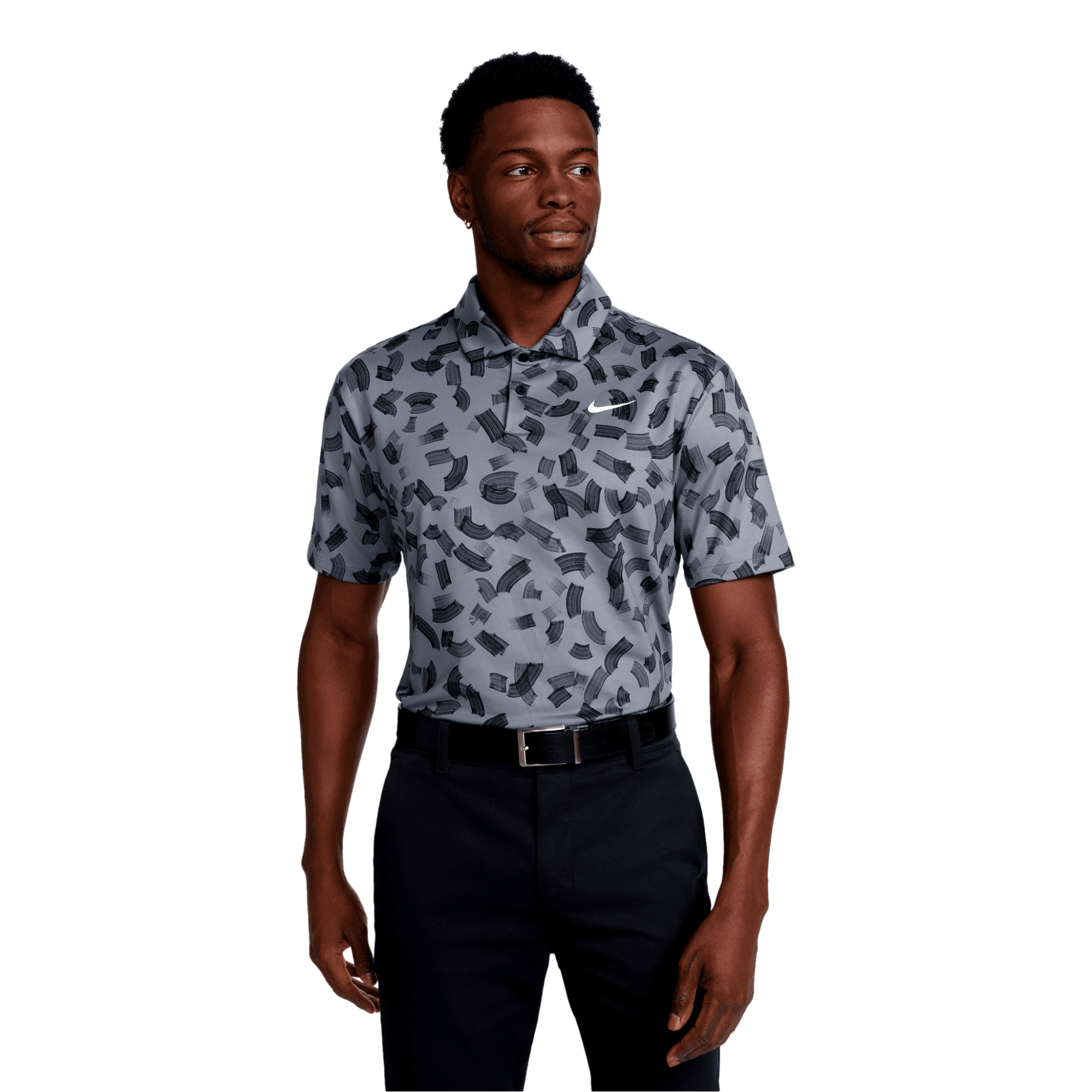 Nike Tour Men's Dri-FIT Golf Polo Print Brush, Silver/Grey