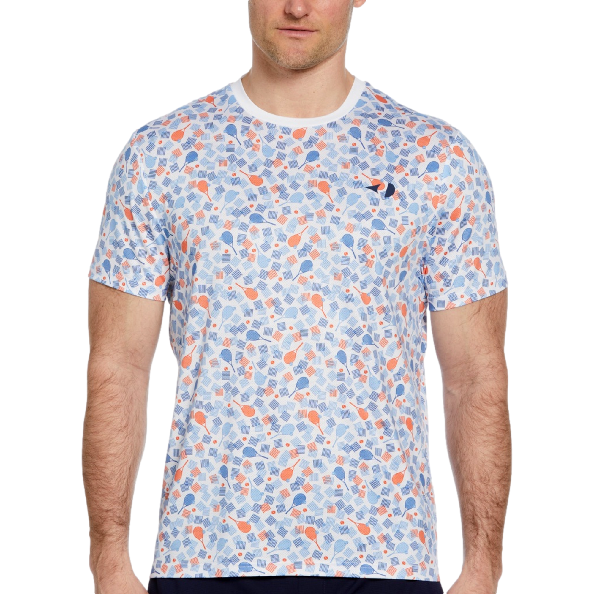 Grand Slam Geometric Print Short Sleeve Shirt, White, XXL