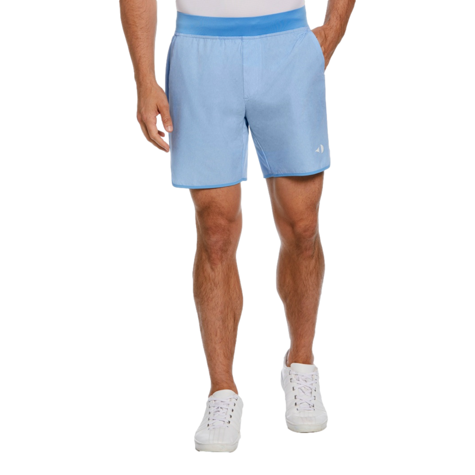 Grand Slam 7" Heather Stripe Print Tennis Short, Light Blue