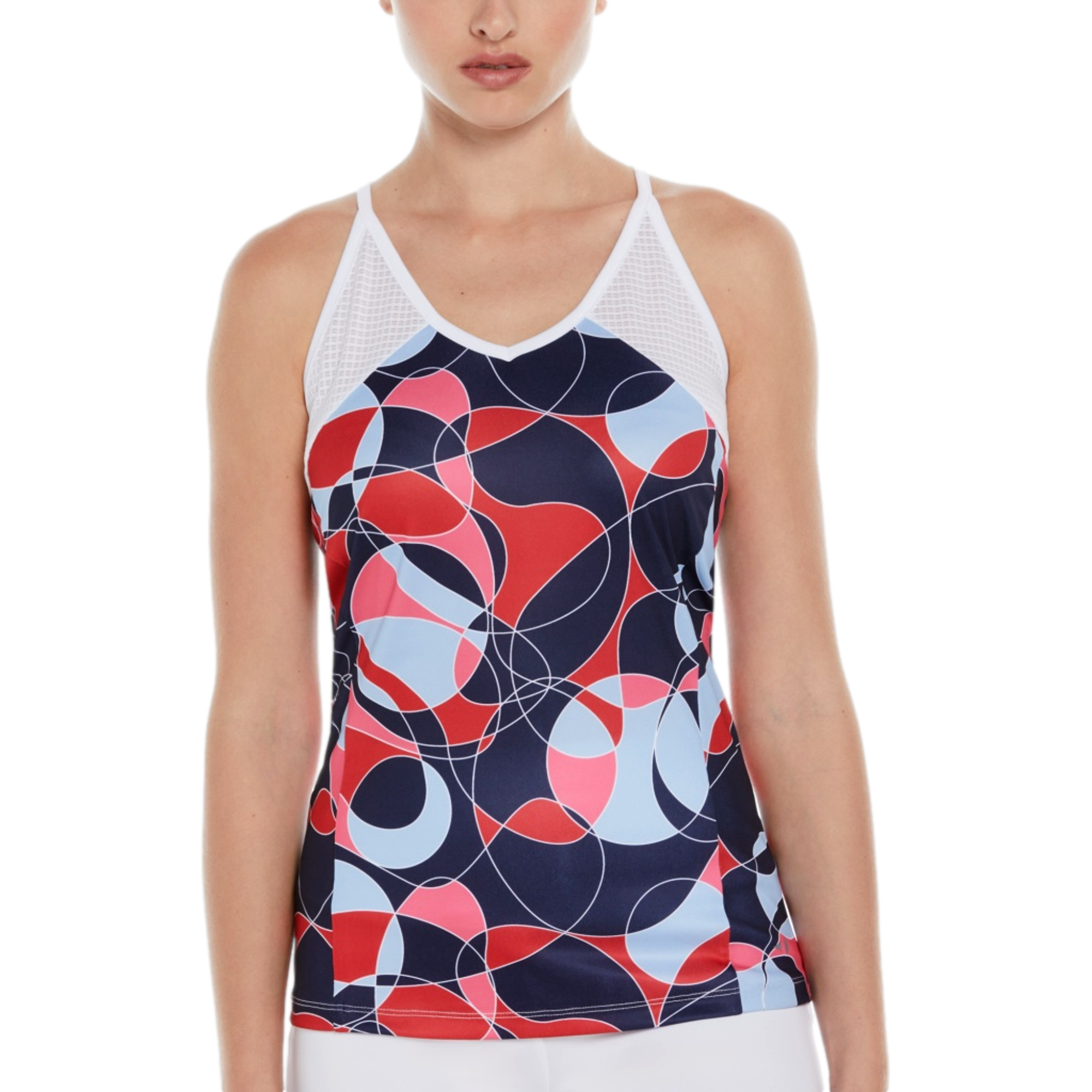 Spring Linear Circles Print Racerback Tank