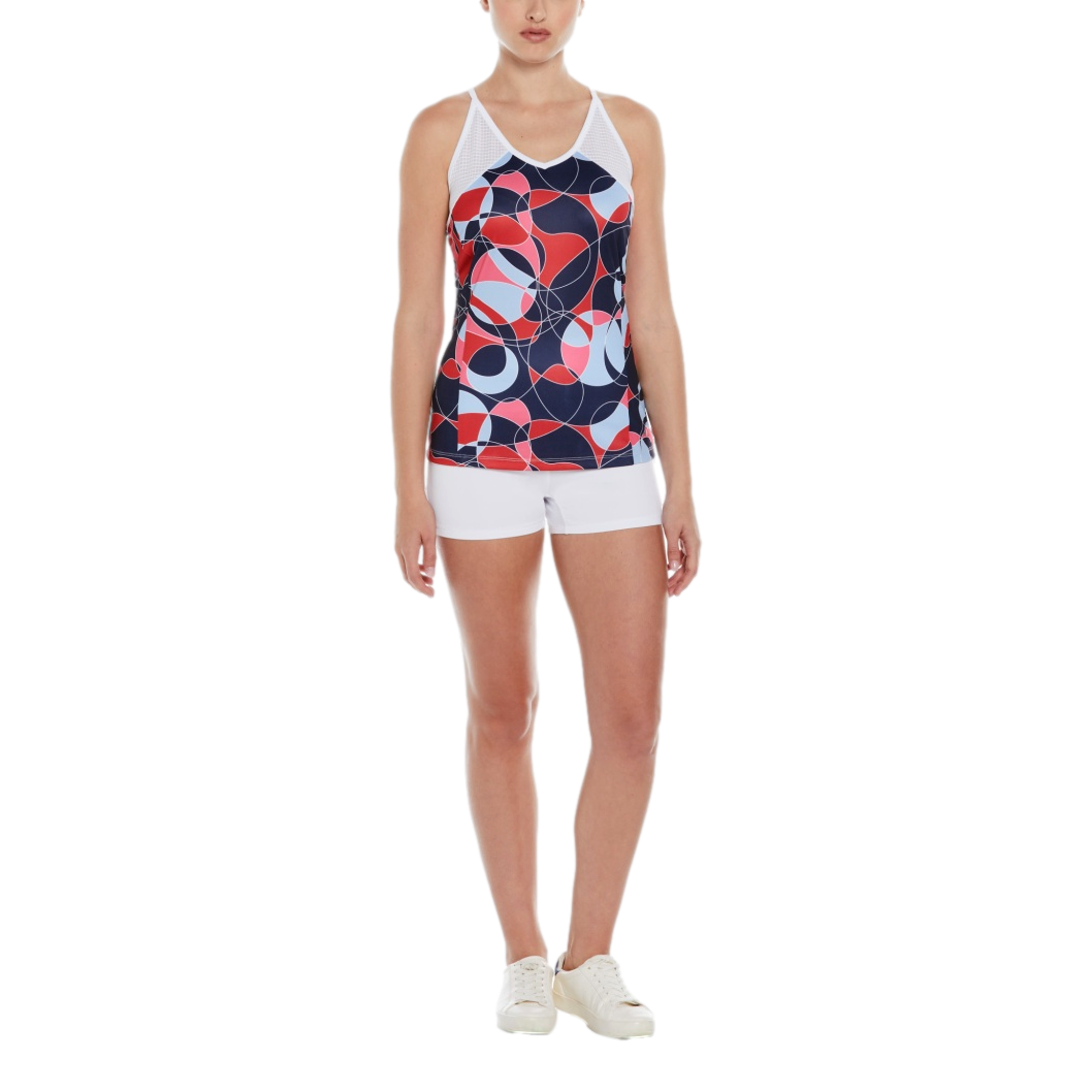 Spring Linear Circles Print Racerback Tank