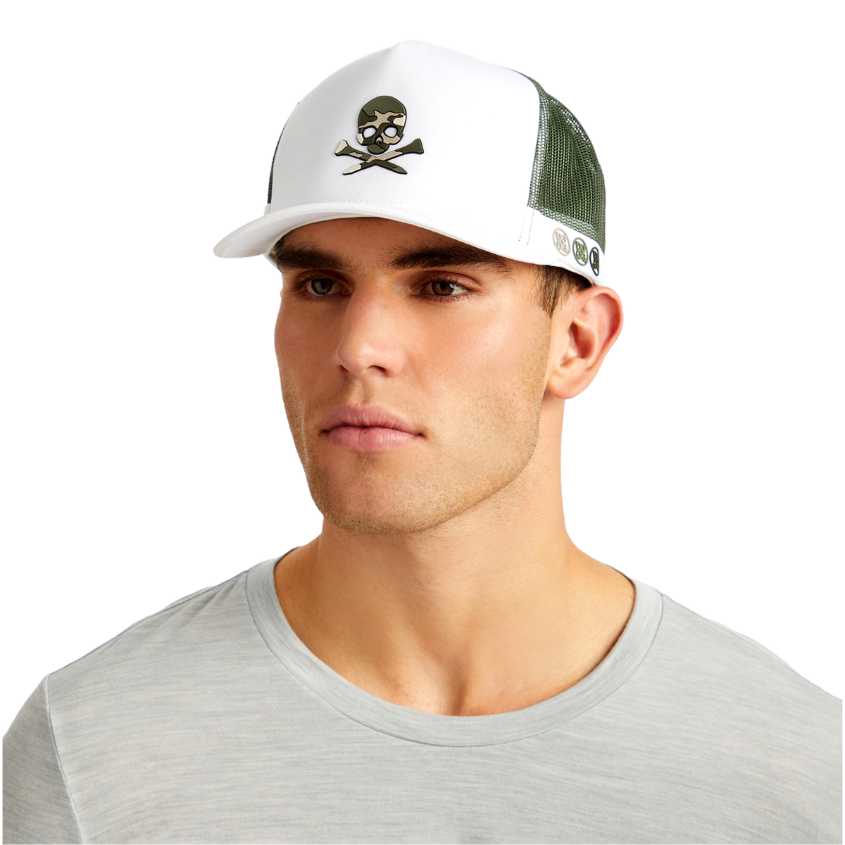 Monochrome Skull & Tees Interlock Knit Tall Trucker Hat