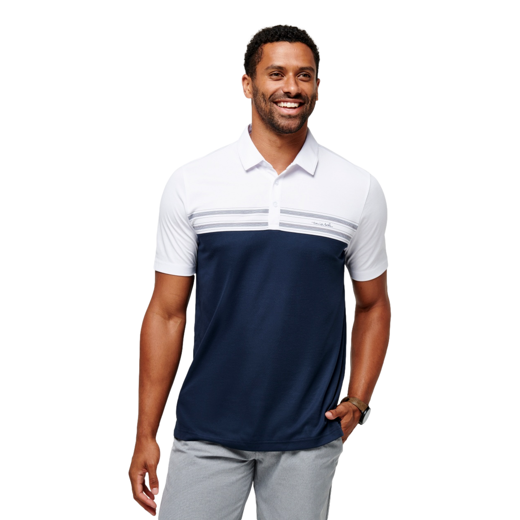 Pali Chest Stripe Men's Short Sleeve Golf Polo Shirt