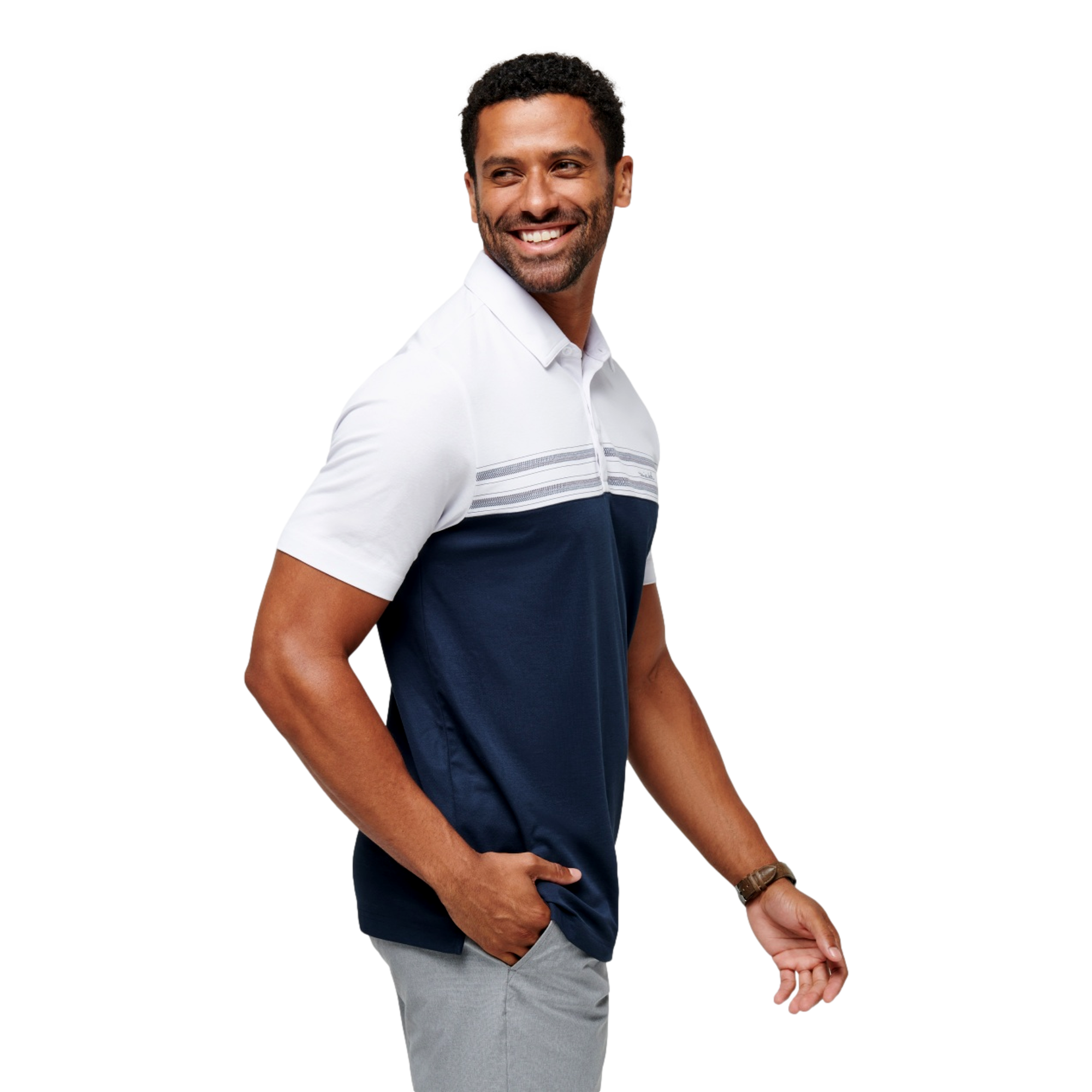 Pali Chest Stripe Men's Short Sleeve Golf Polo Shirt