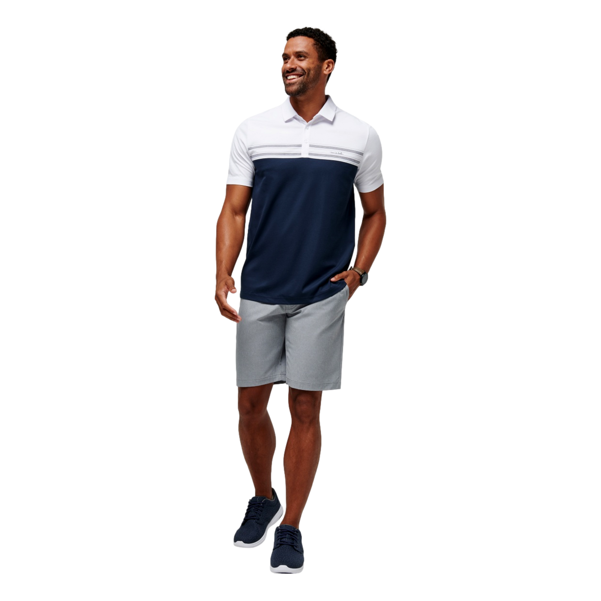 Pali Chest Stripe Men's Short Sleeve Golf Polo Shirt