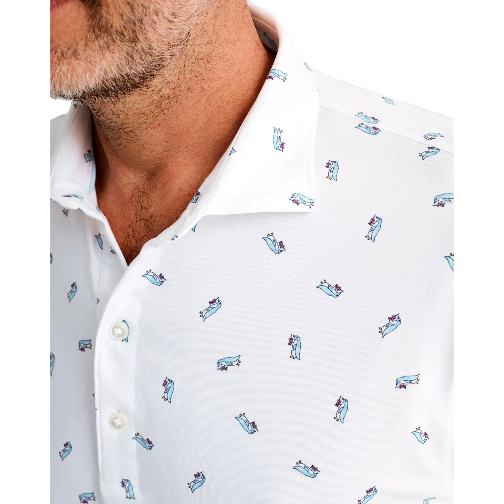 Silly Penguin Printed Men's Short Sleeve Golf Polo Shirt