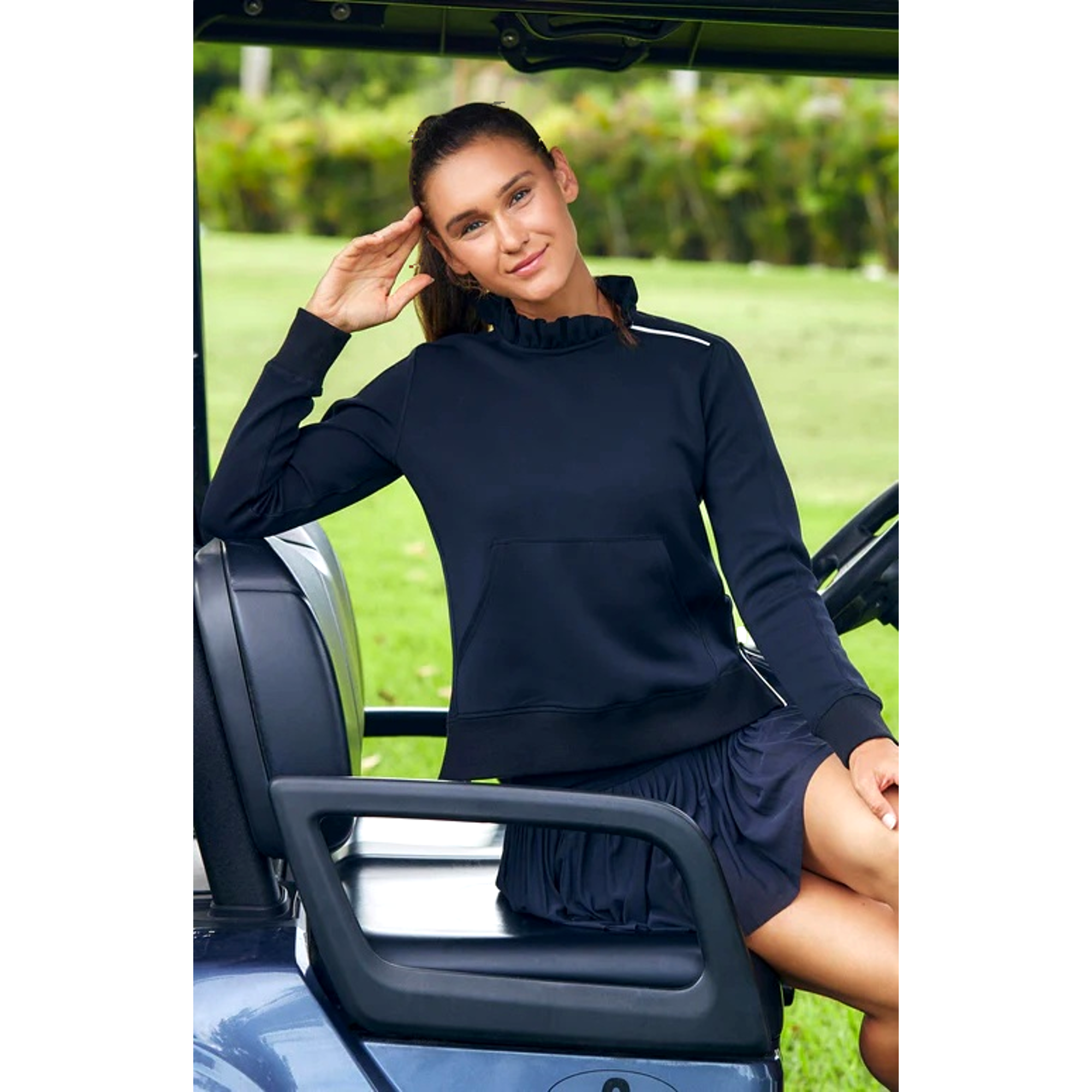 Condoleezza Ruffle Women's Golf Sweater