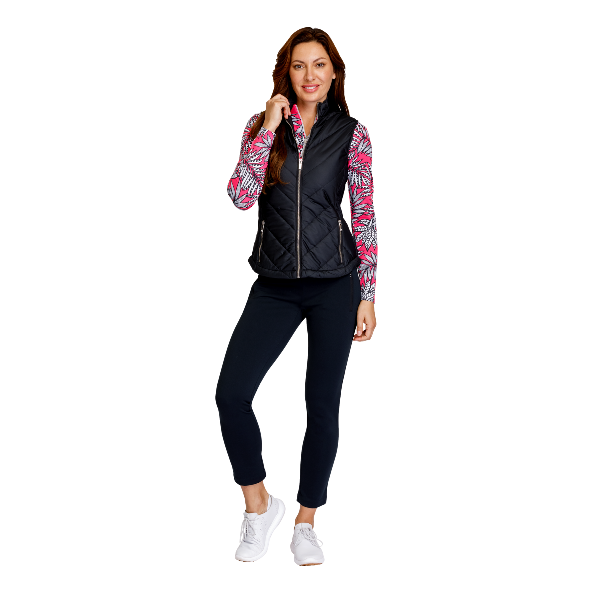 Benton Palm Print Quarter Zip Pull Over
