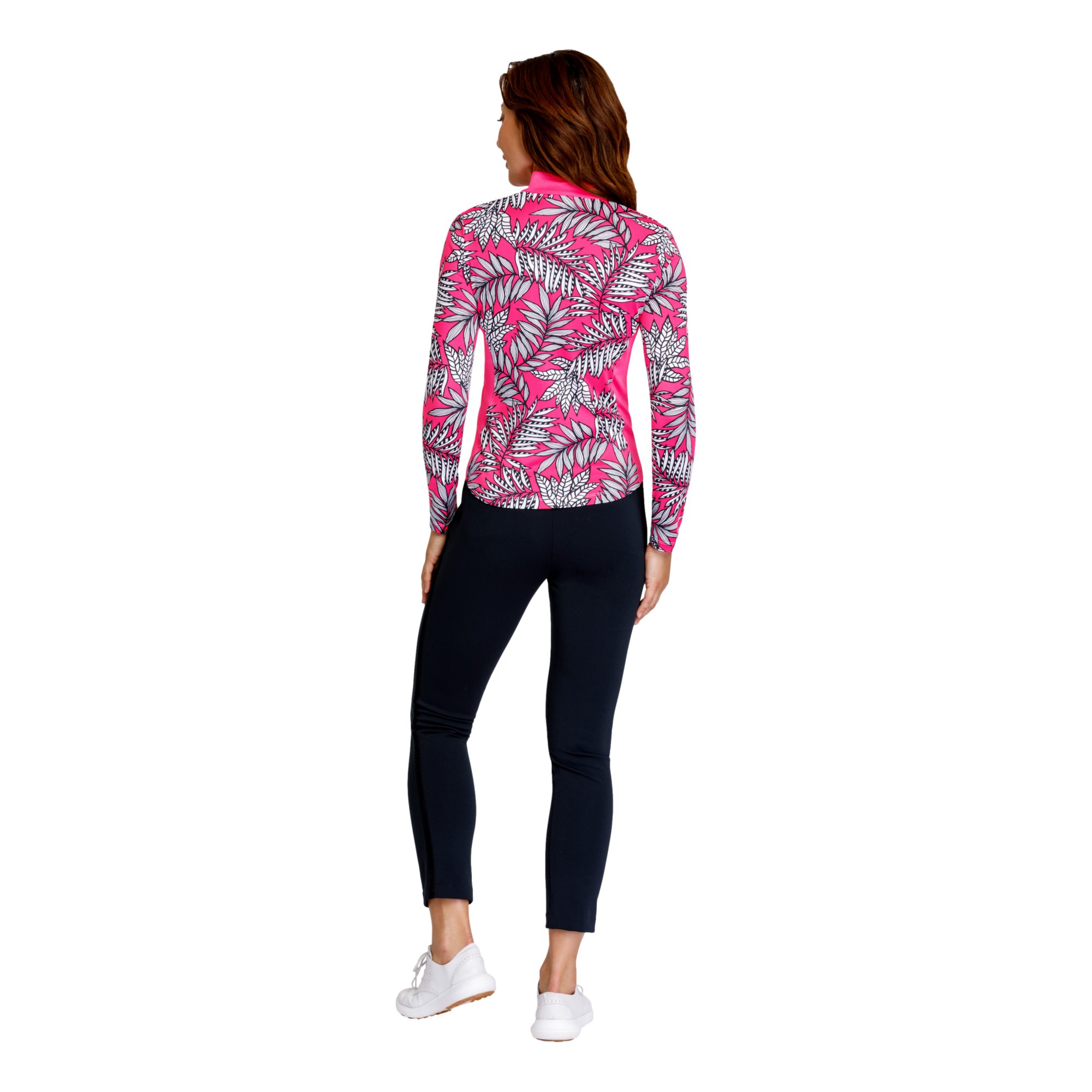 Benton Palm Print Quarter Zip Pull Over