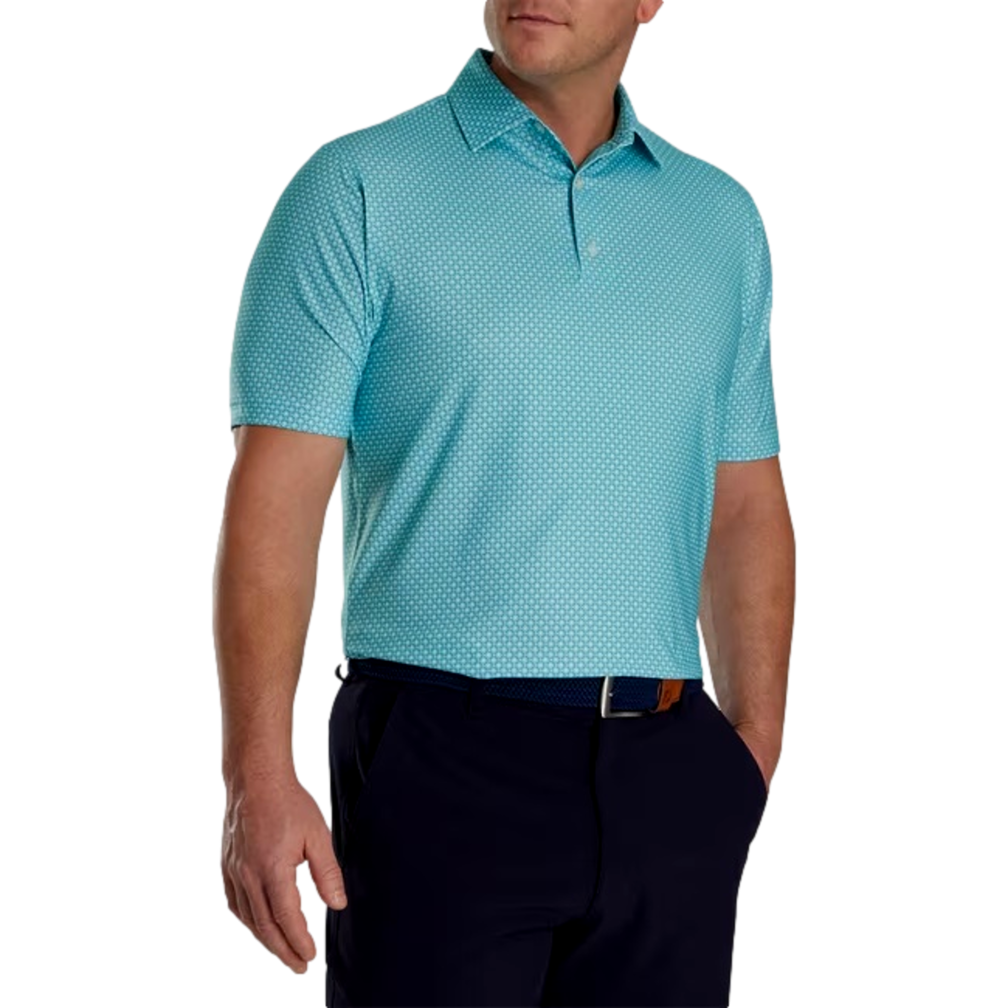 Dot Geo Print Lisle Men's Short Sleeve Golf Polo Shirt