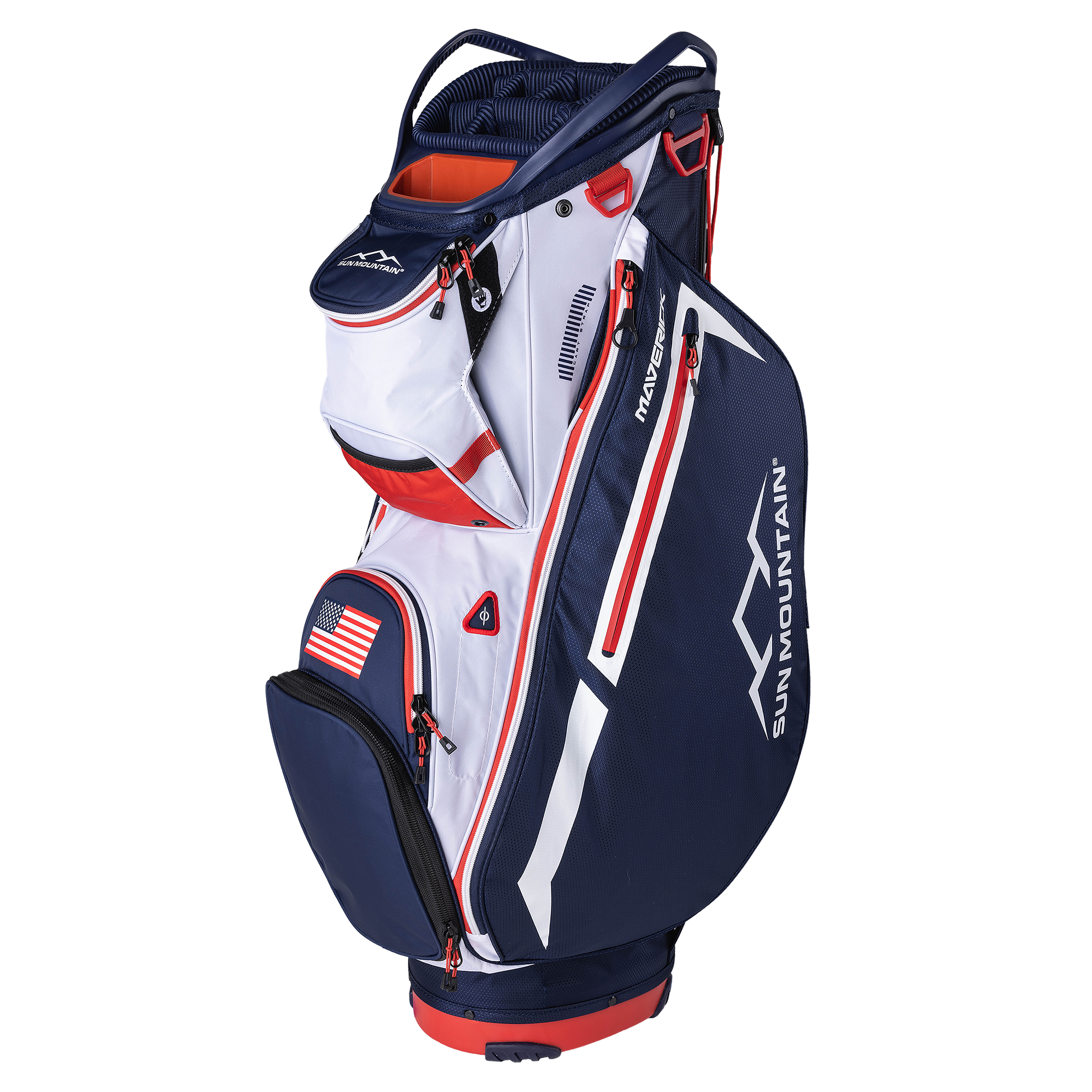 Maverick 2024 Cart Bag, Navy/White/Red – Sun Mountain Golf