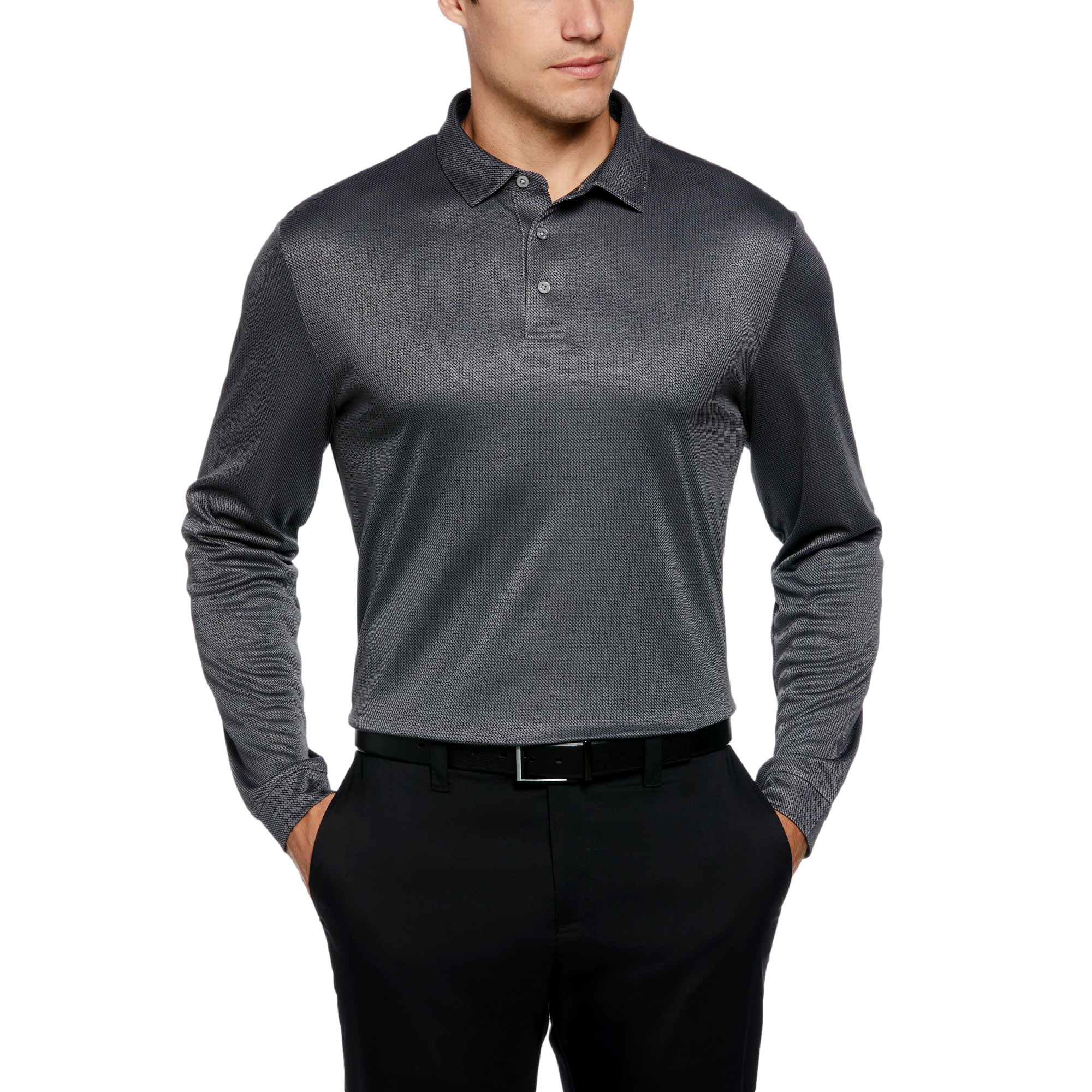 Mini Jacquard Long Sleeve Golf Polo